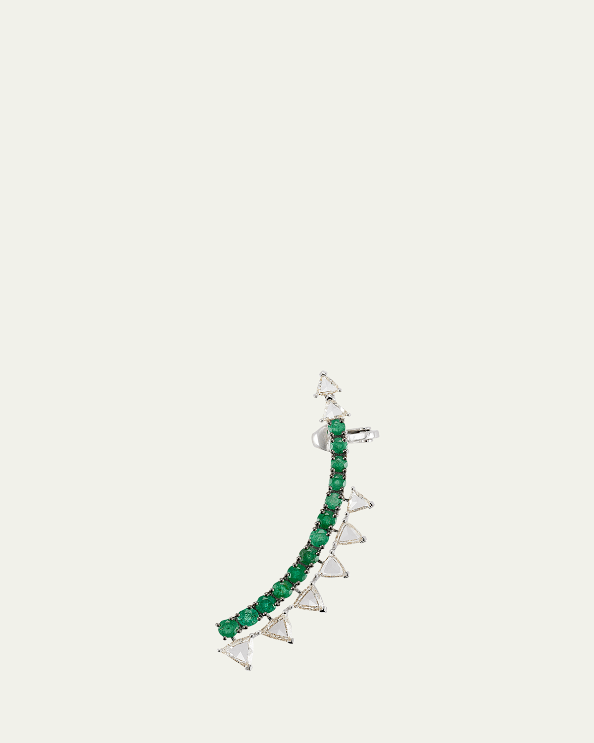 Ferox Emerald and Trillion Diamond Ear Climber, Single