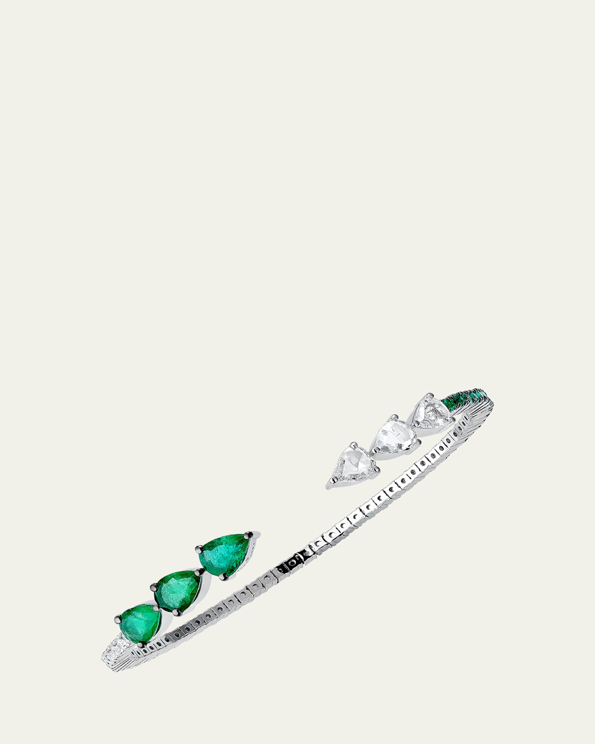Ferox Pear Diamond and Emerald Bracelet