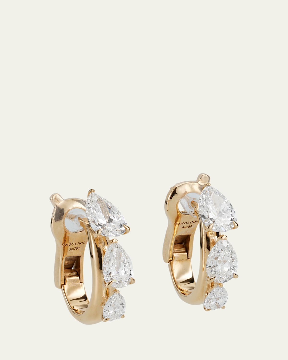 Lemonade Triple Pear Diamond Huggie Hoop Earrings