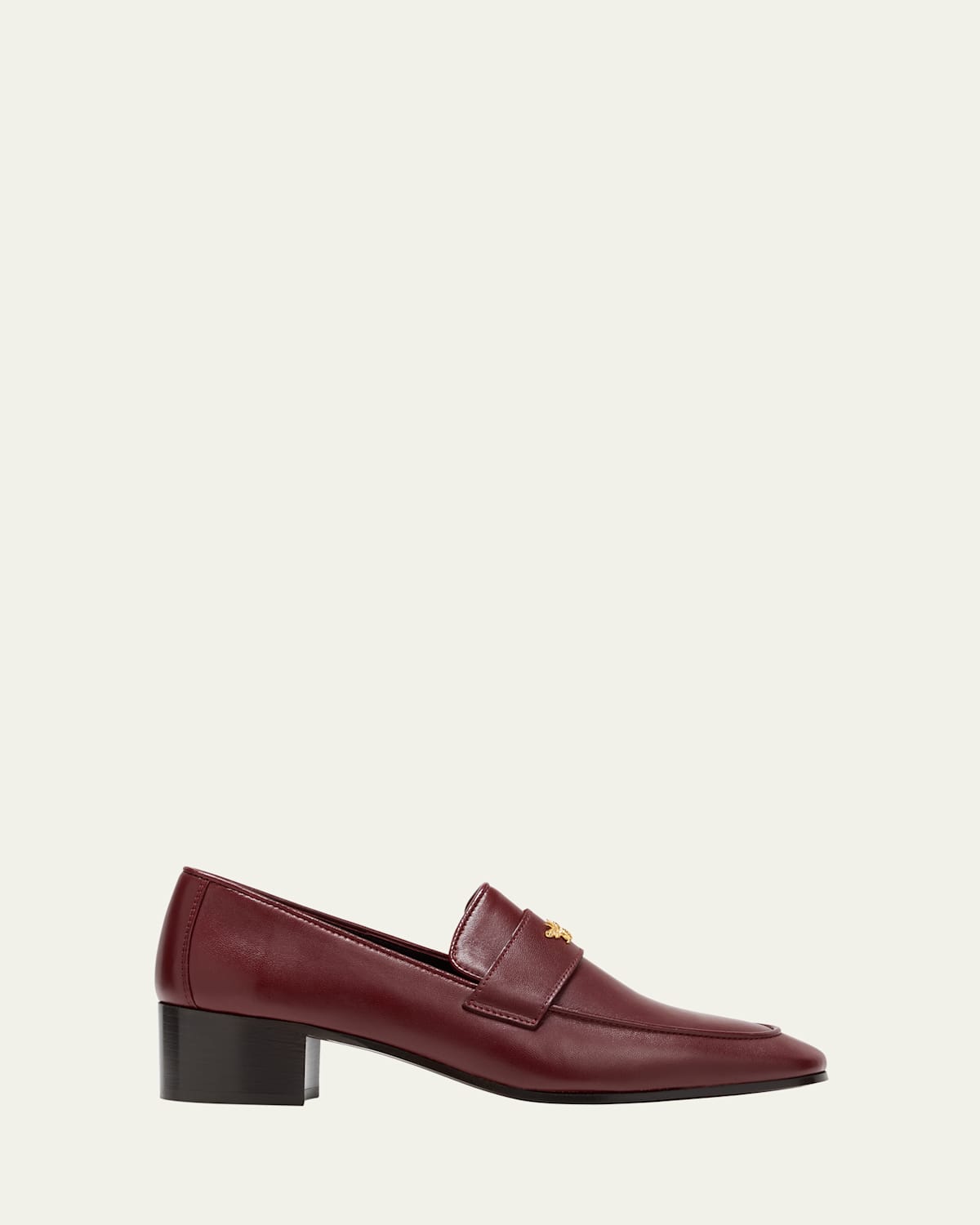 Leather Medallion Heeled Loafers