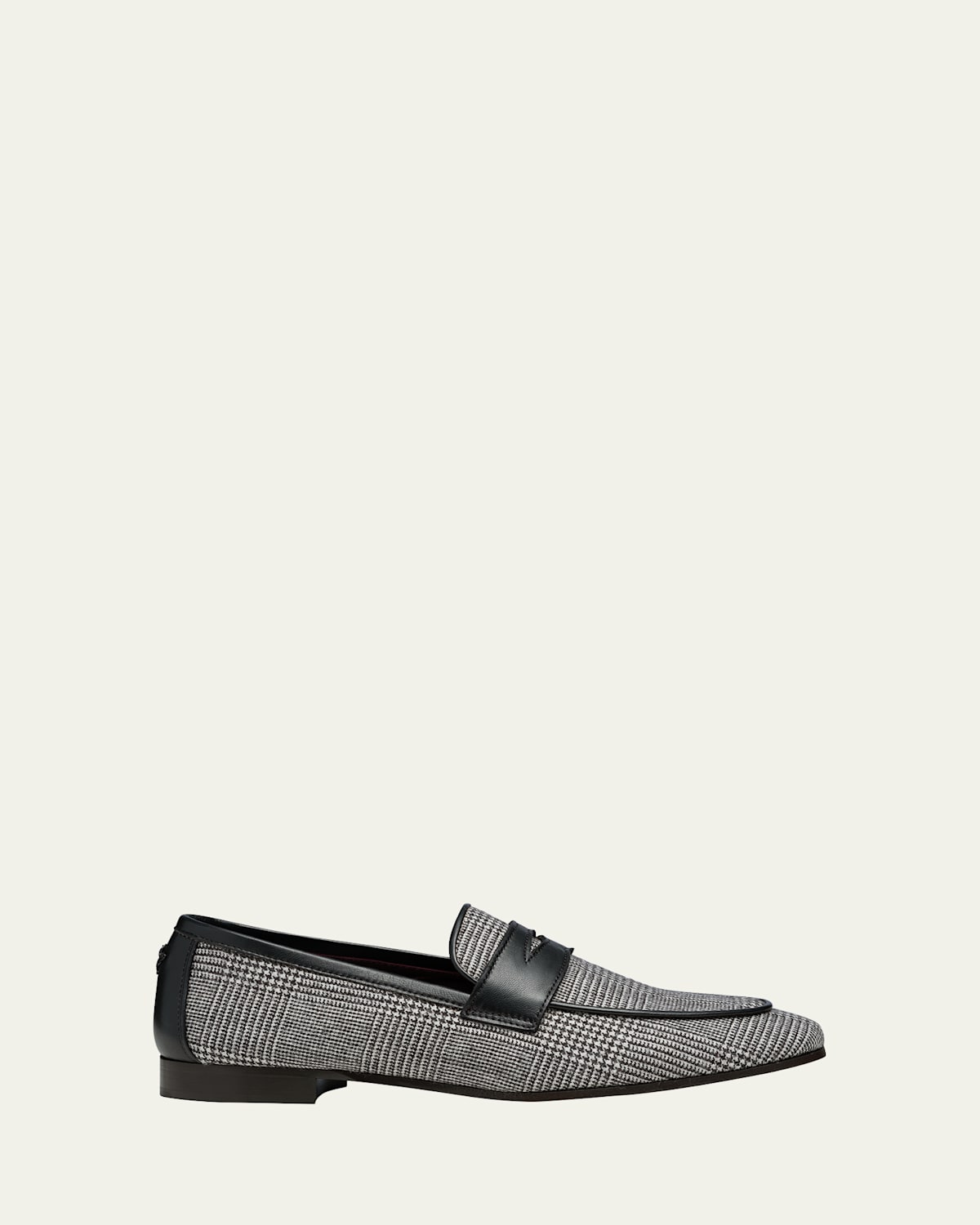 Houndstooth Leather Penny Loafers
