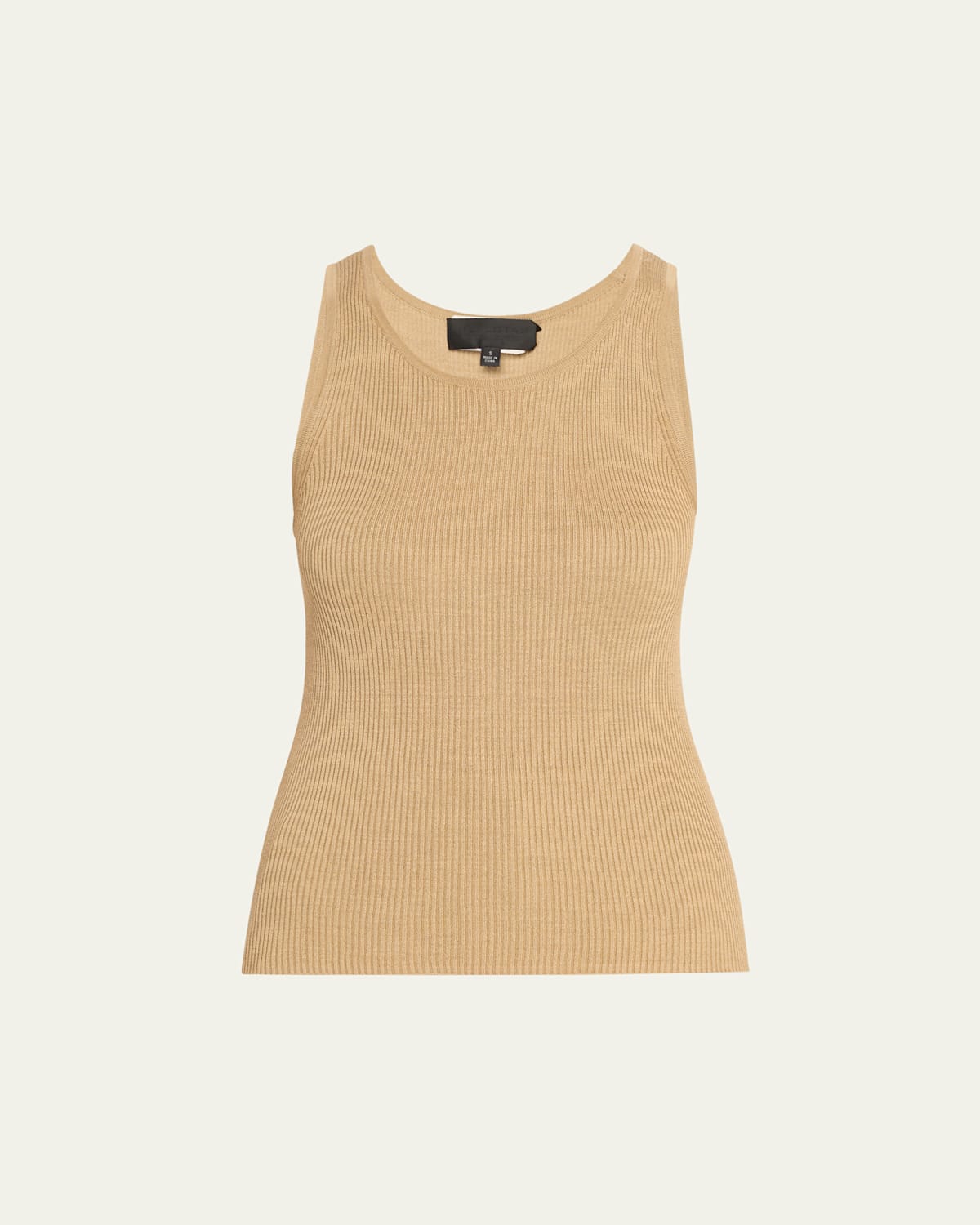 Lottie Scoop-Neck Tussah Silk Rib Tank Top