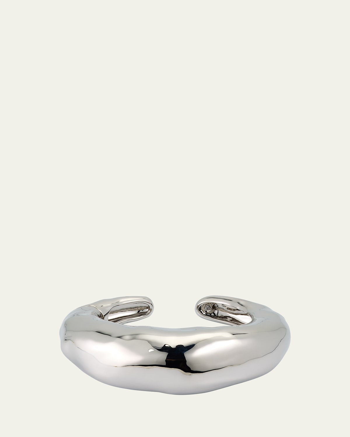 Large Molten Silver-Tone Hinged Cuff Bracelet