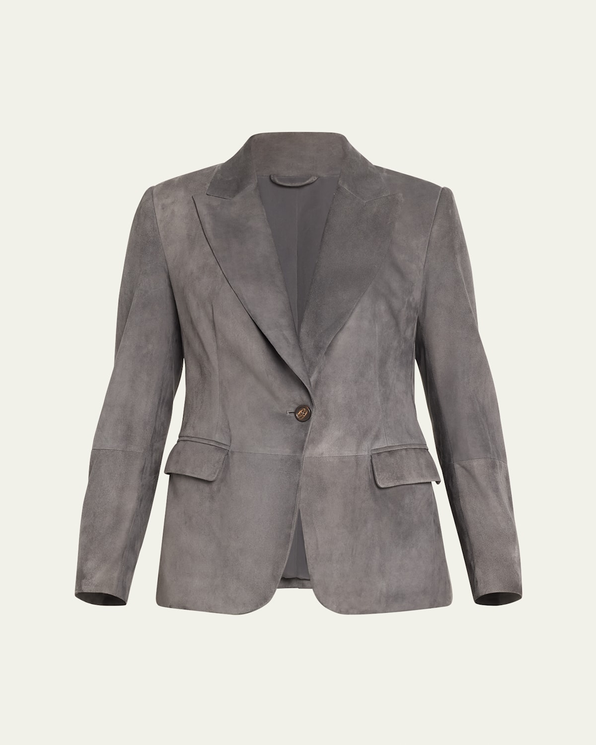 BRUNELLO CUCINELLI SUEDE ONE-BUTTON JACKET 