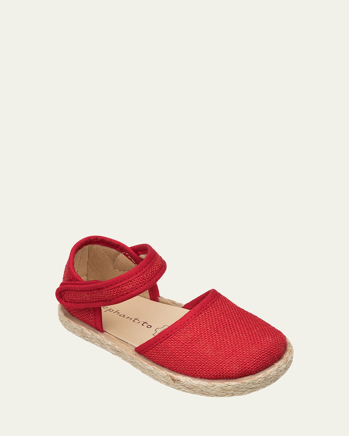 Elephantito Girl's Linen Classic Espadrille Sandals, Baby/toddler/kid In Red