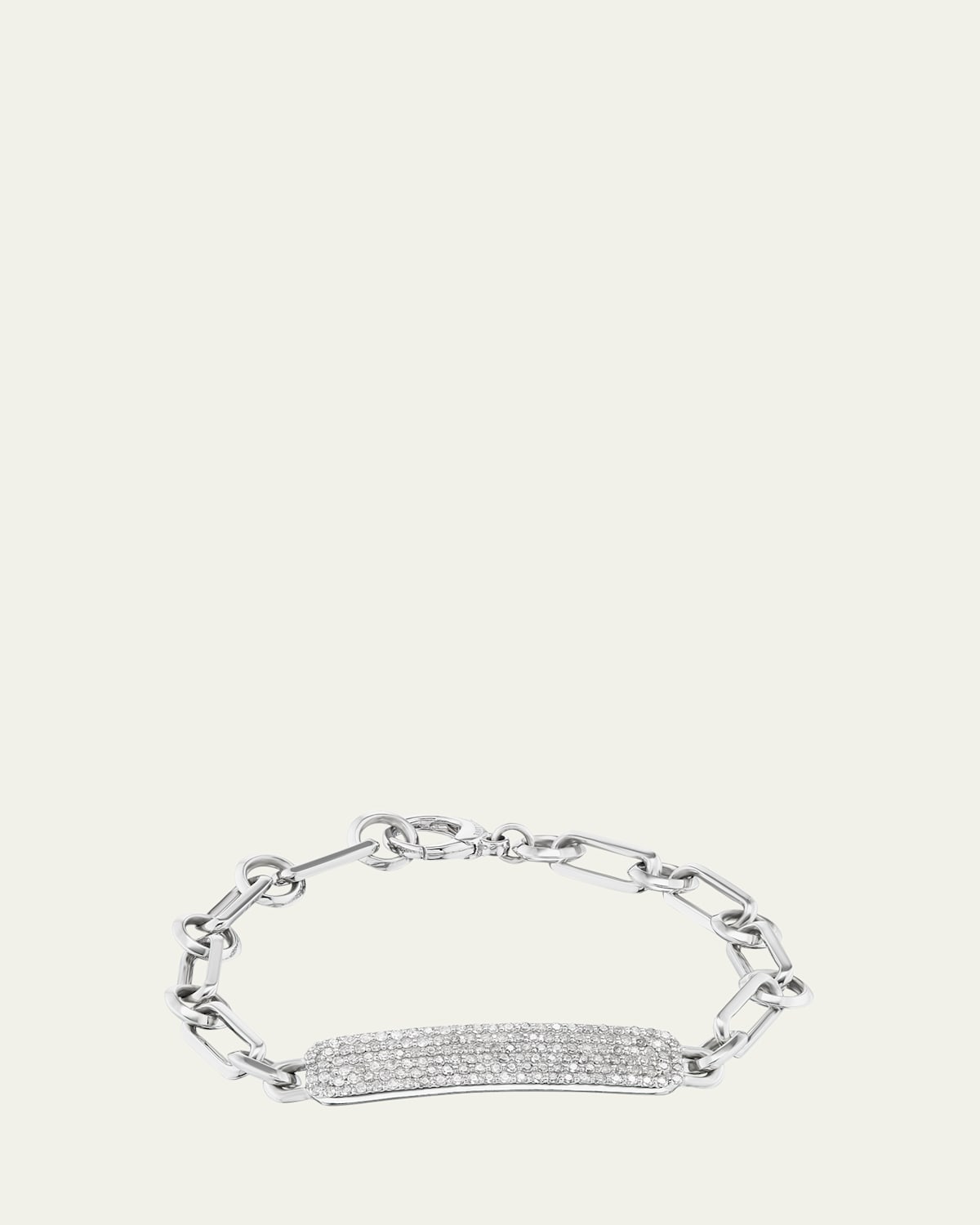 Pave Diamond Small ID Tag on Soho Chain Bracelet