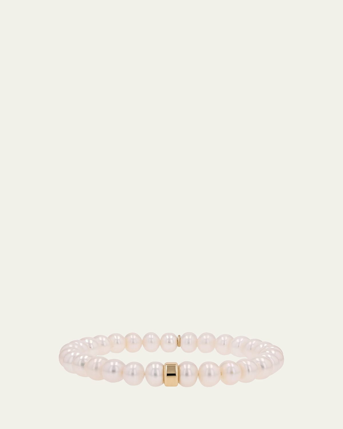 Pearl 8mm Beaded Bracelet with Plain Rondelle
