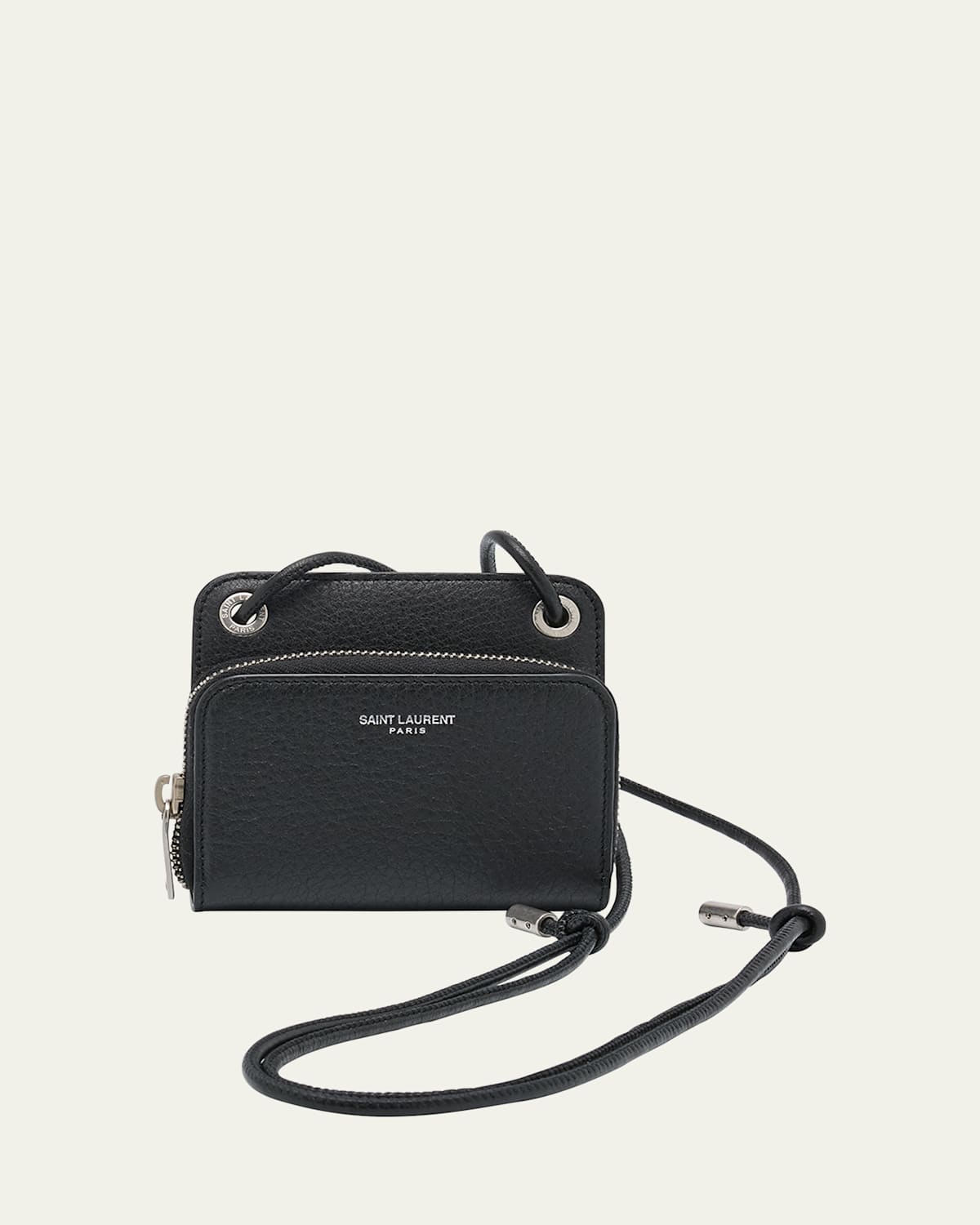 Saint Laurent Men's Small Leather Crossbody Bag In Nero
