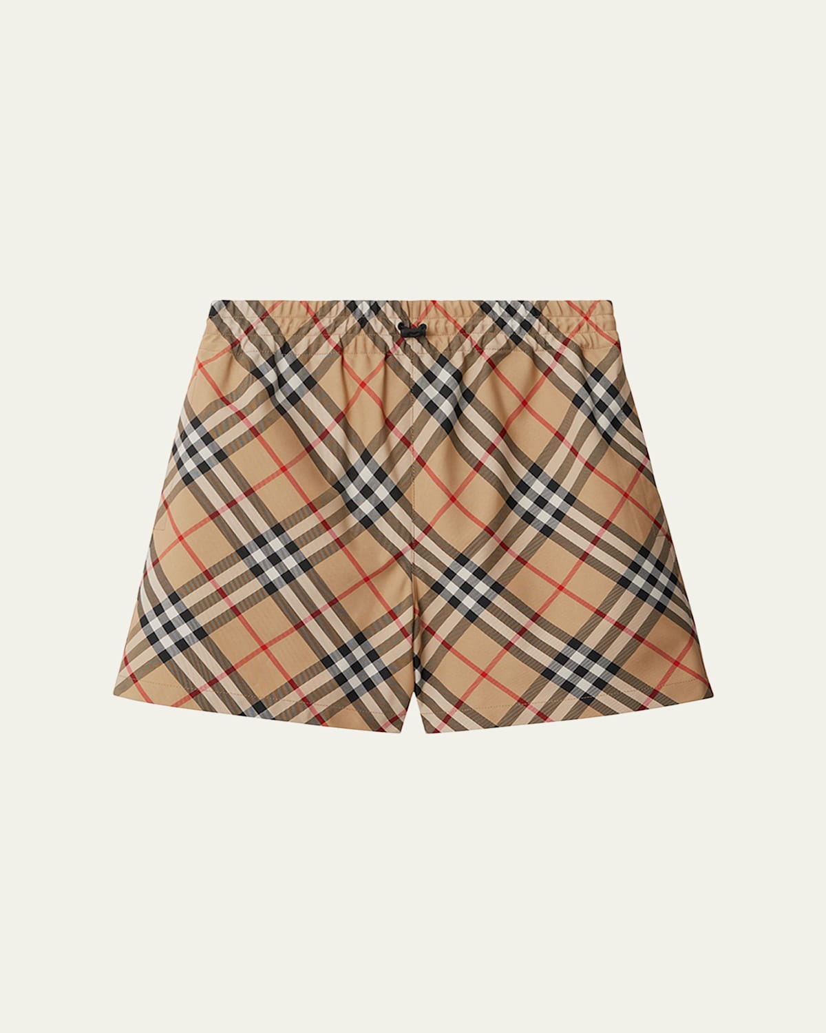 Burberry Check Ekd Drawstring Pull-on Shorts In Sand Ip Check