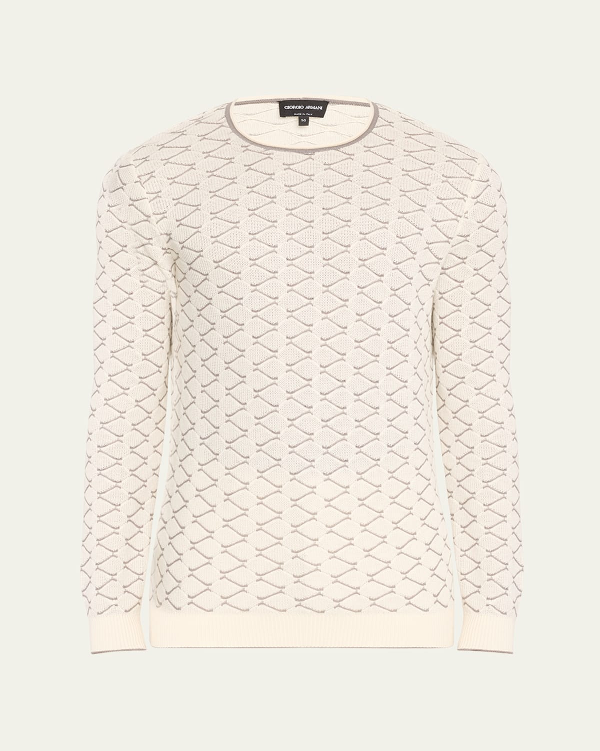 Men's Cotton and Cashmere Zig-Zag Crewneck Sweater