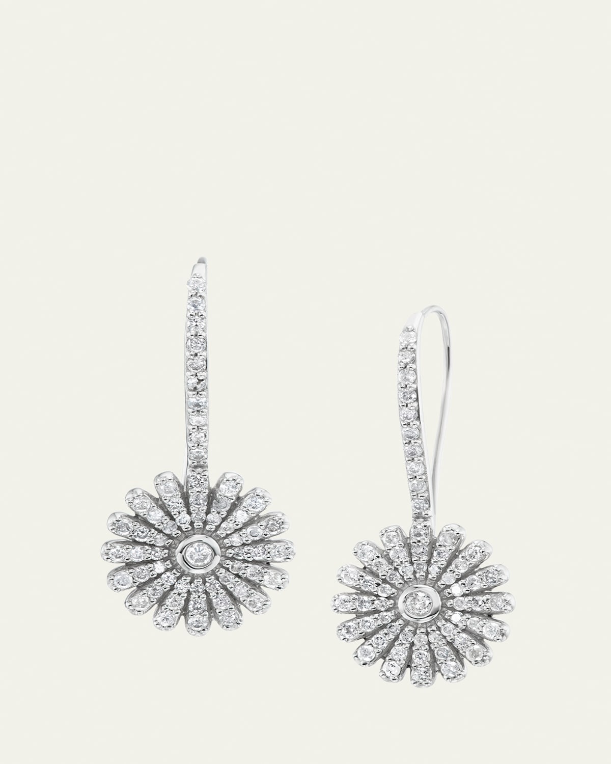 Pave Diamond Daisy Drop Earrings