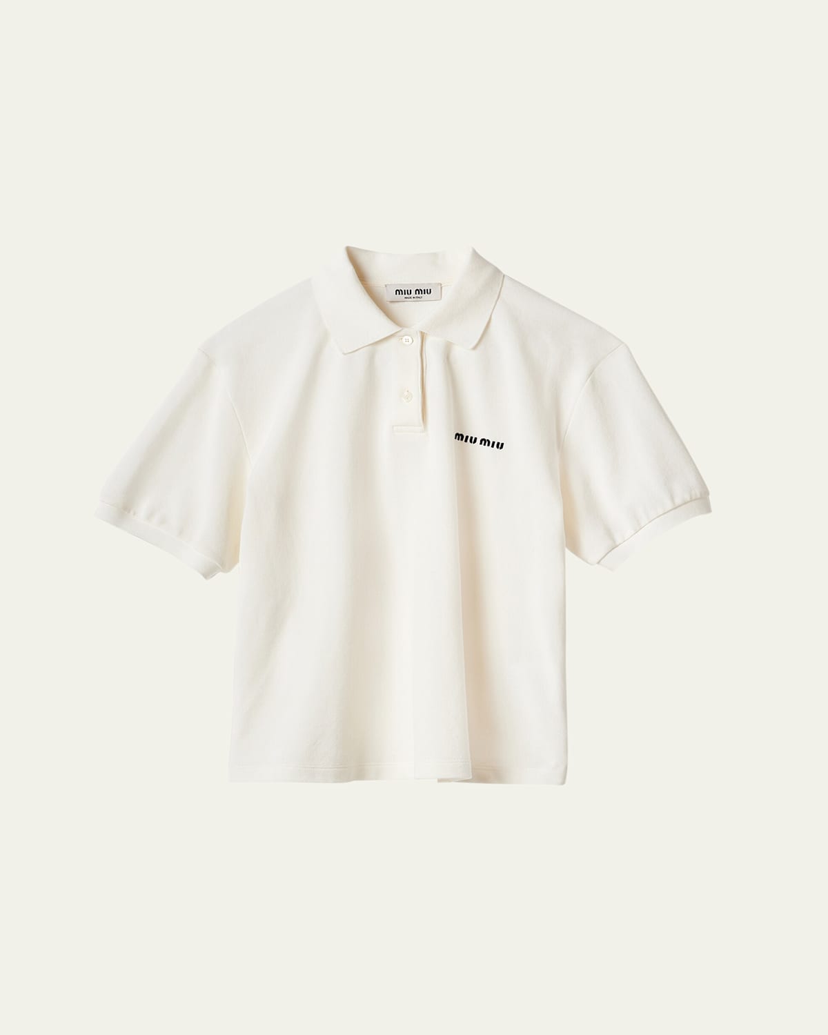 Miu Miu Logo-embroidered Cotton Polo Shirt In Bianco