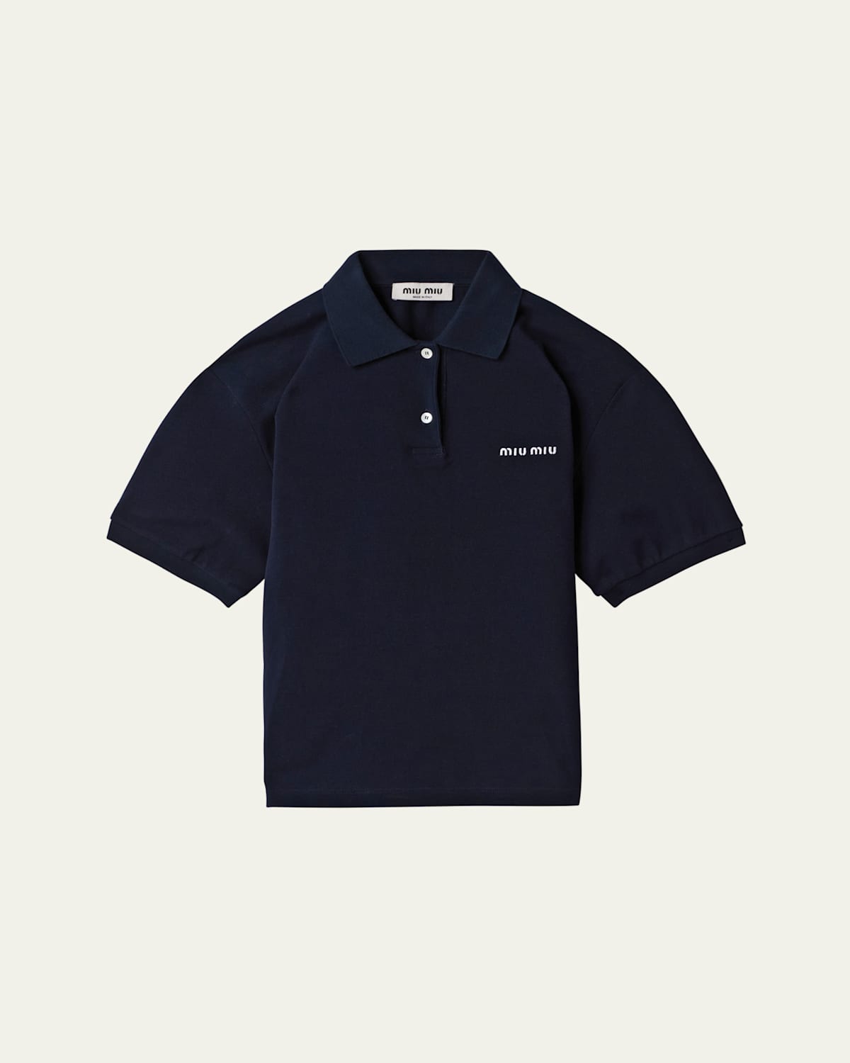 Miu Miu Logo-embroidered Polo Shirt In Bleu