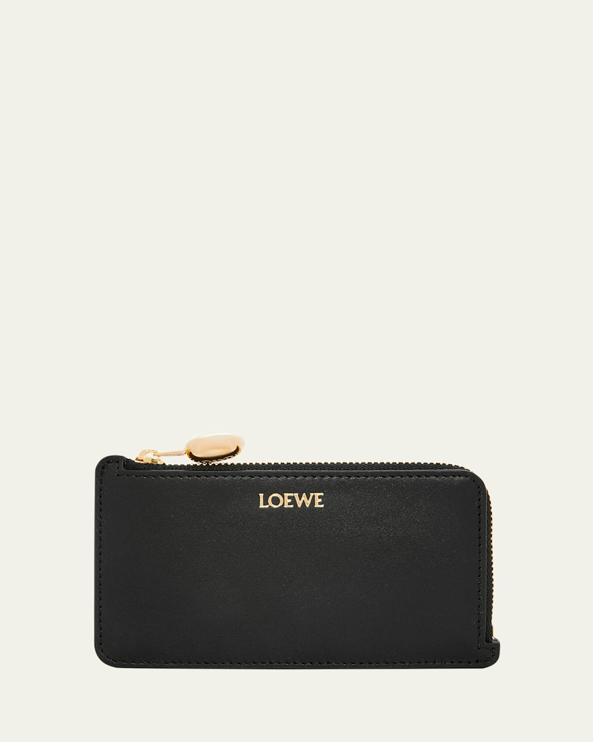 Loewe Pebble Zip Leather Card Holder In Black