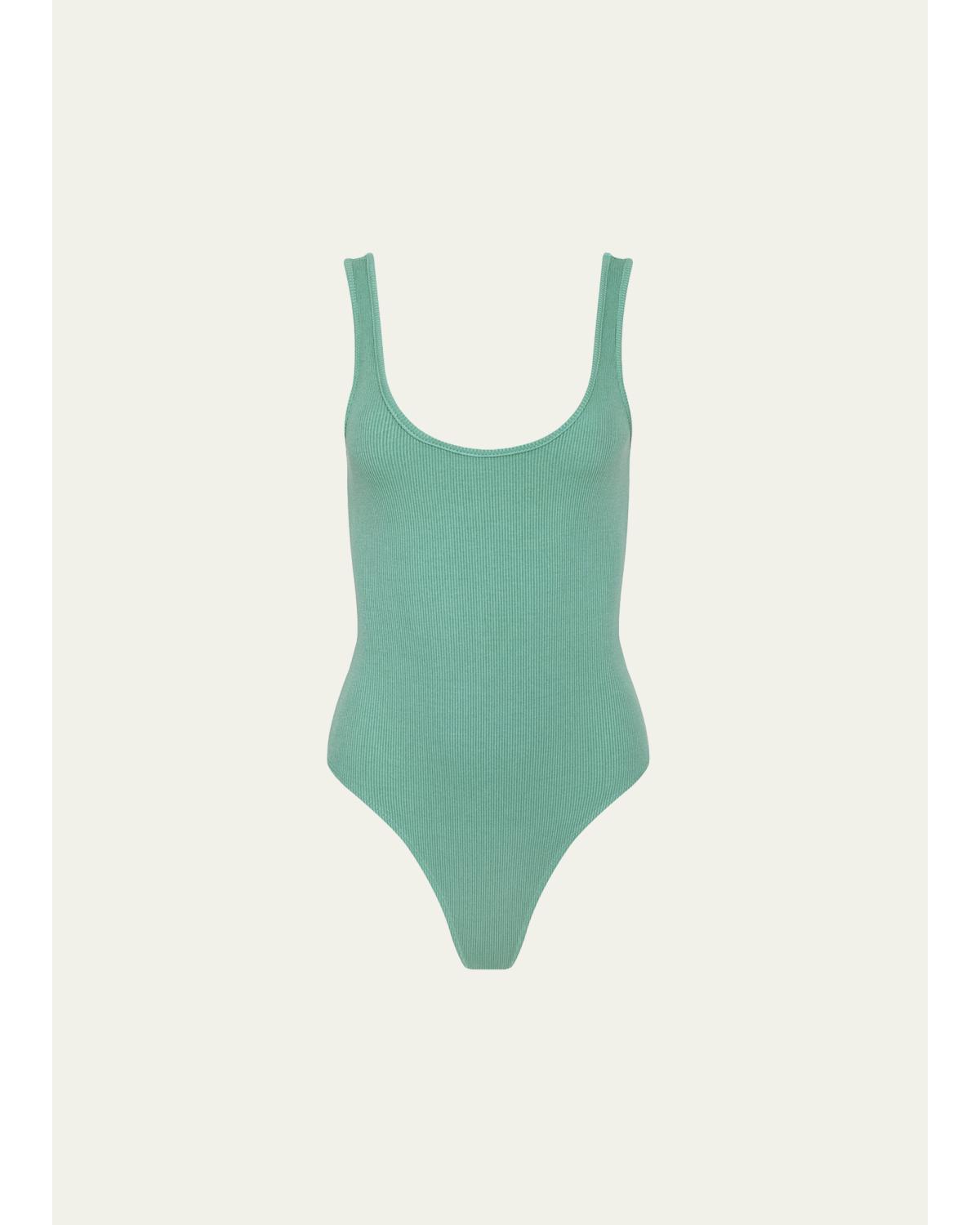 L'agence Nica Scoop-neck Tank Bodysuit In Malachite