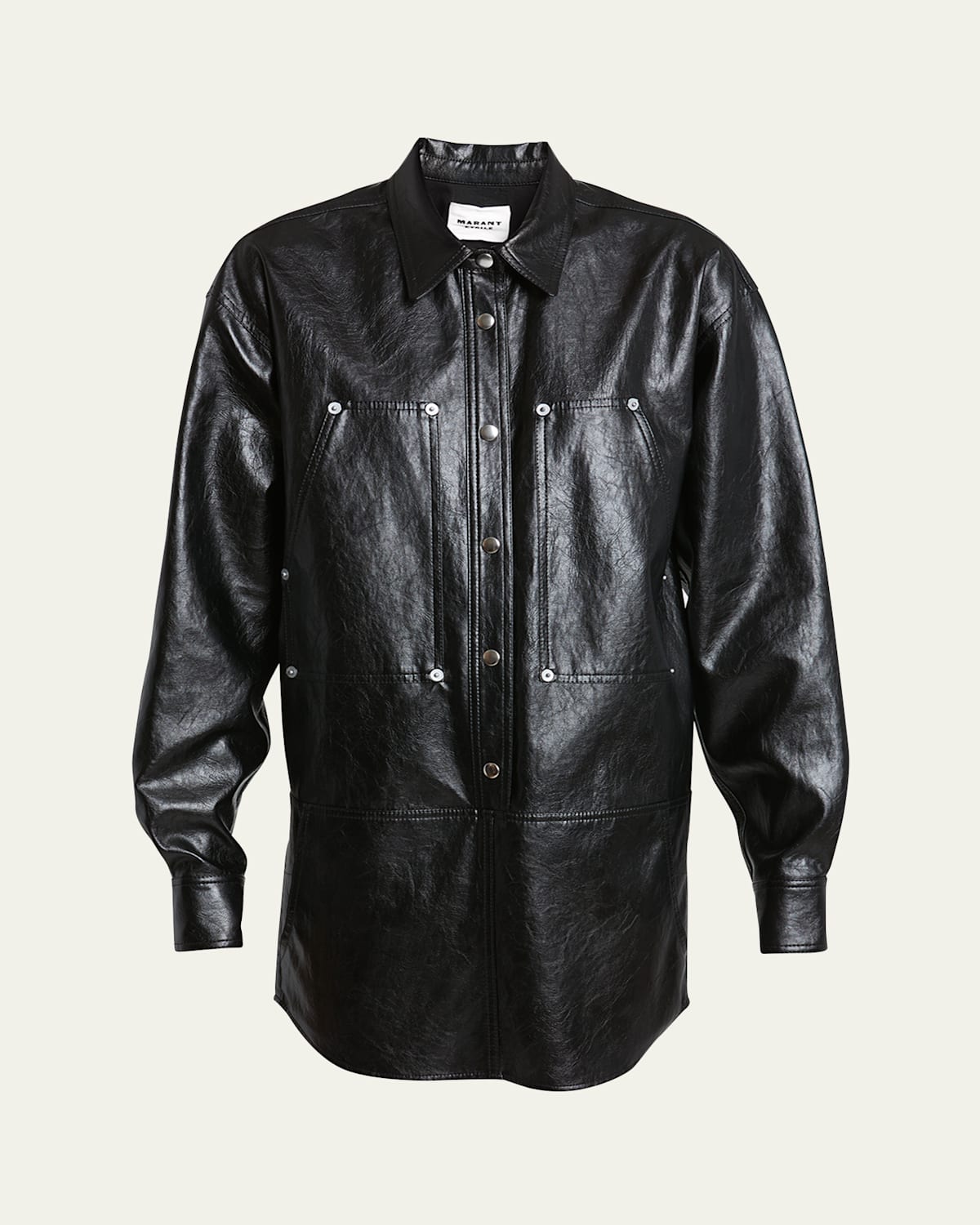 Ayali Faux Leather Mini Shirtdress