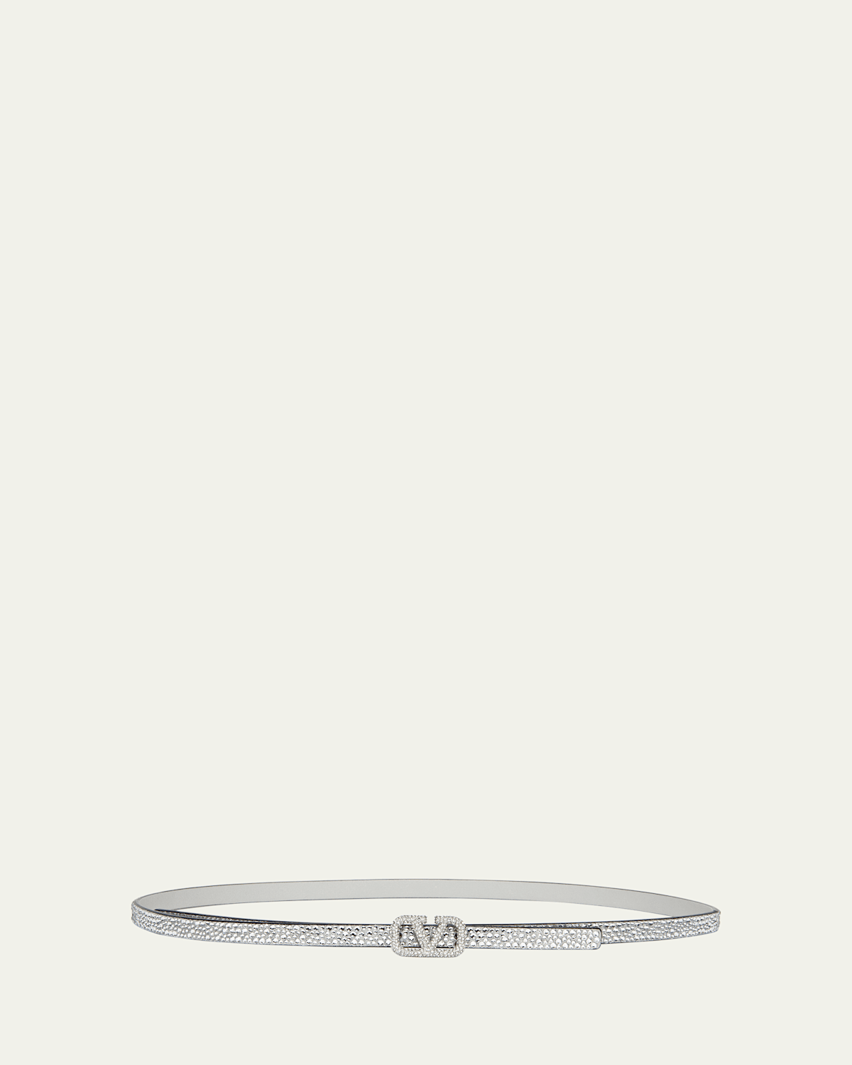 V-Logo Signature Rhinestone Leather Belt