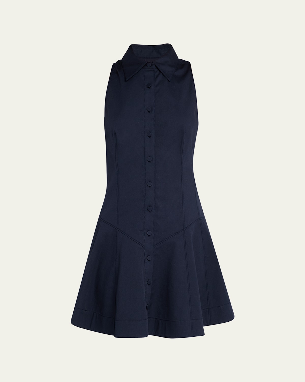Cinq À Sept Poppy Sleeveless Flared Mini Poplin Shirtdress In Navy