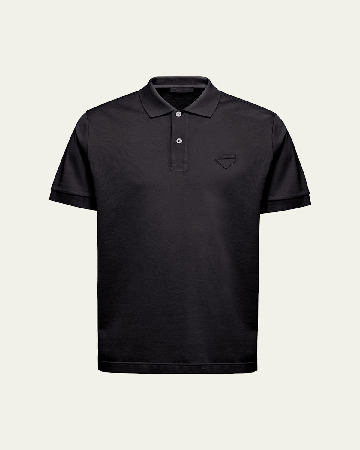 Prada Men's Slim Pique Knit Logo Polo In Black
