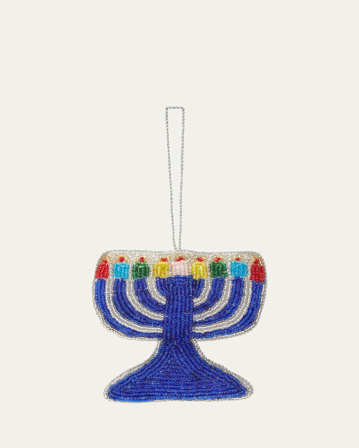 Sudha Pennathur Beaded Hanukkah Menorah Ornament