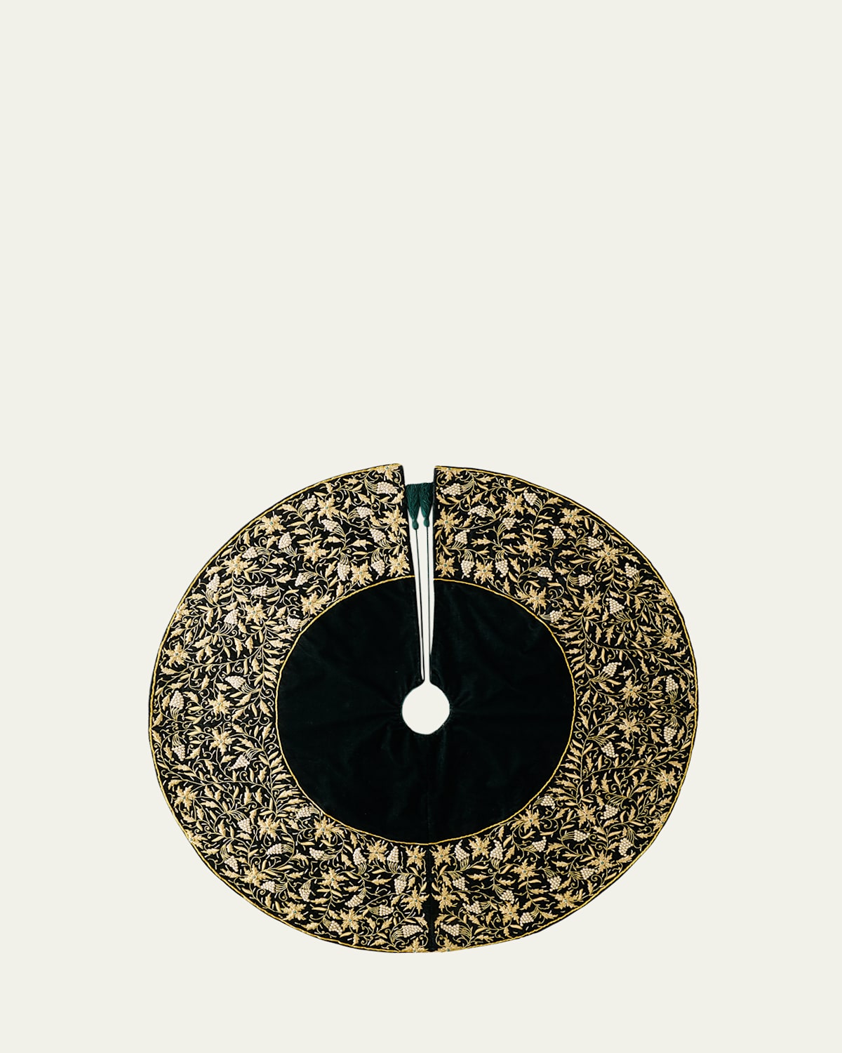 60" Velvet Bead Embroidered Tree Skirt