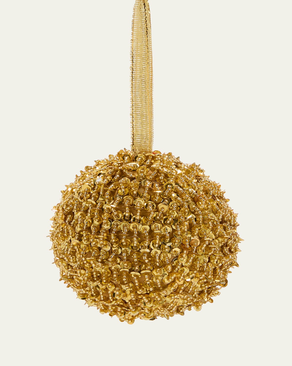Gold Bead Sequin Ball Ornament