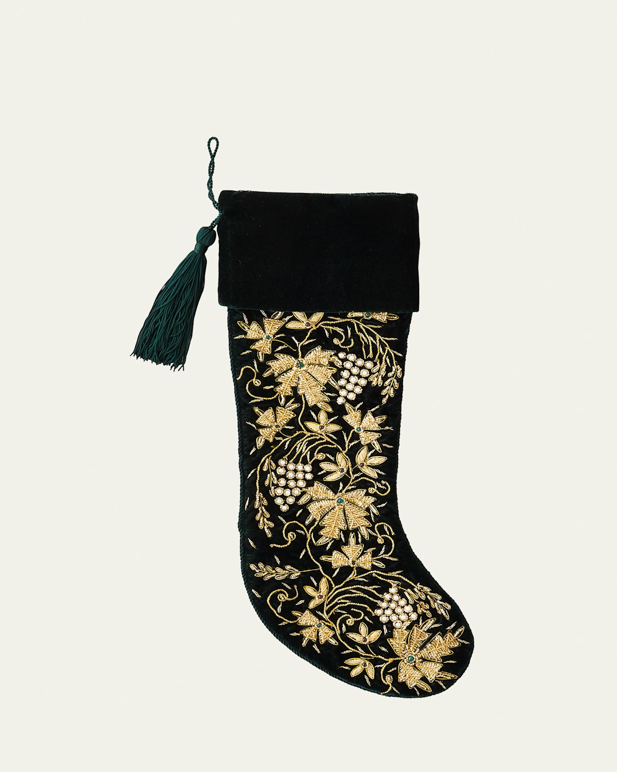 William Morris Embroidered Velvet Christmas Stocking