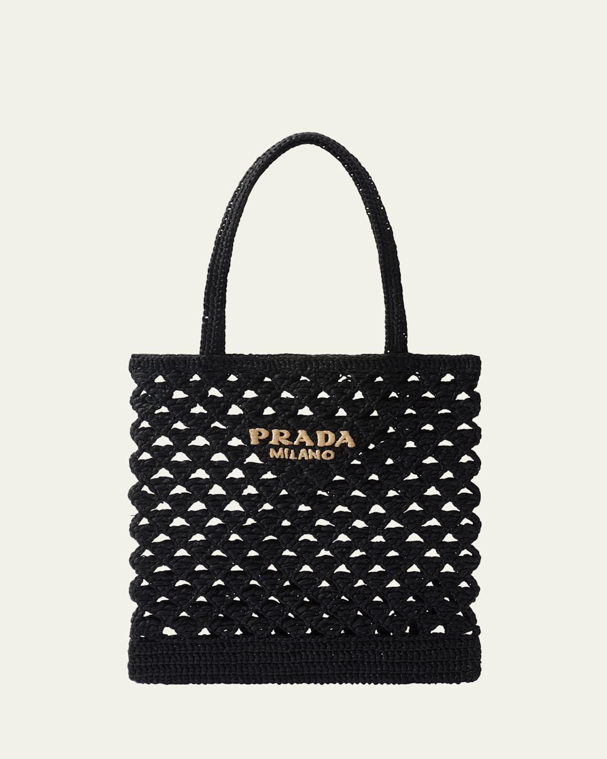 Prada Logo Crochet Tote Bag