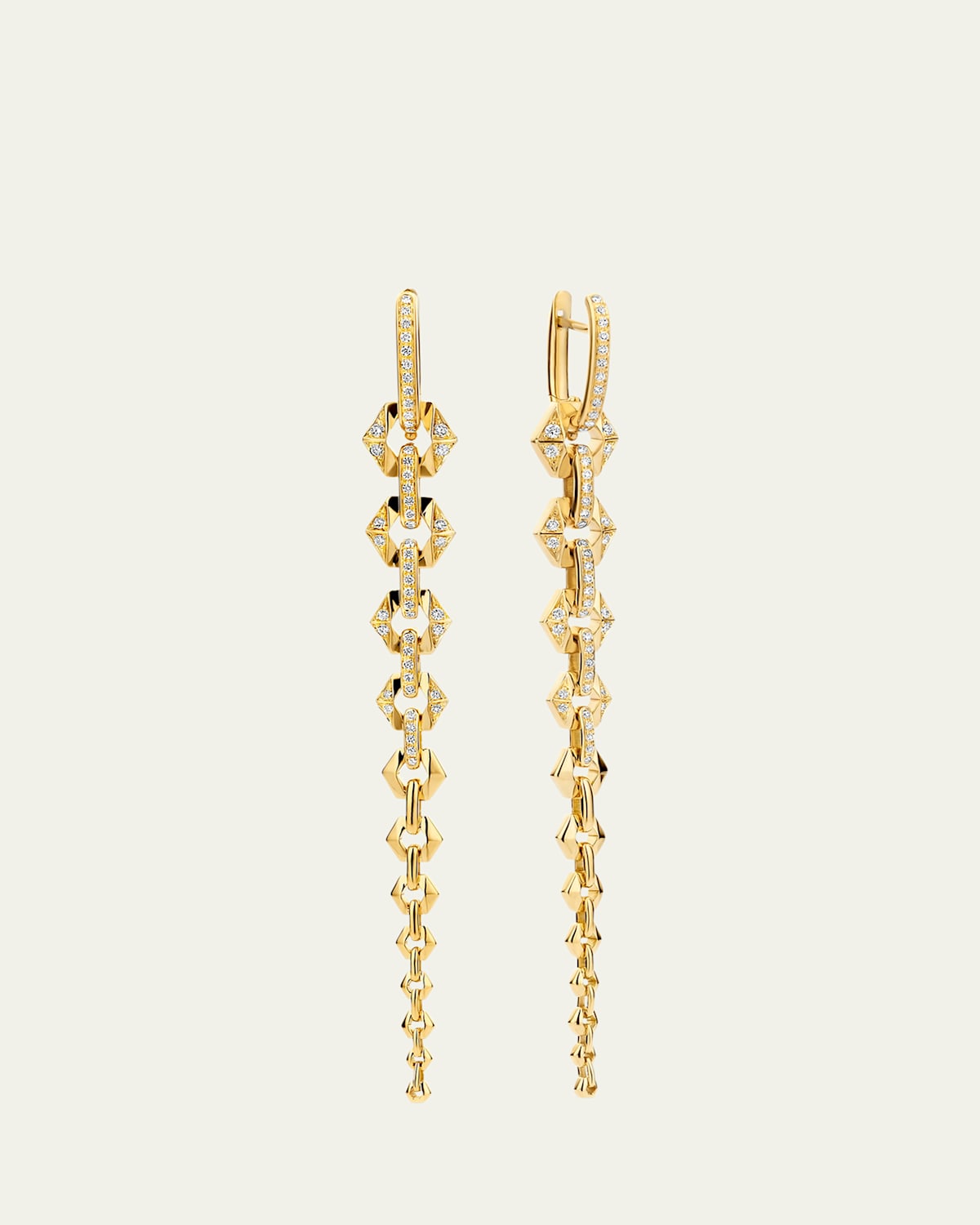 18K Yellow Gold Flow Earrings with Diamonds