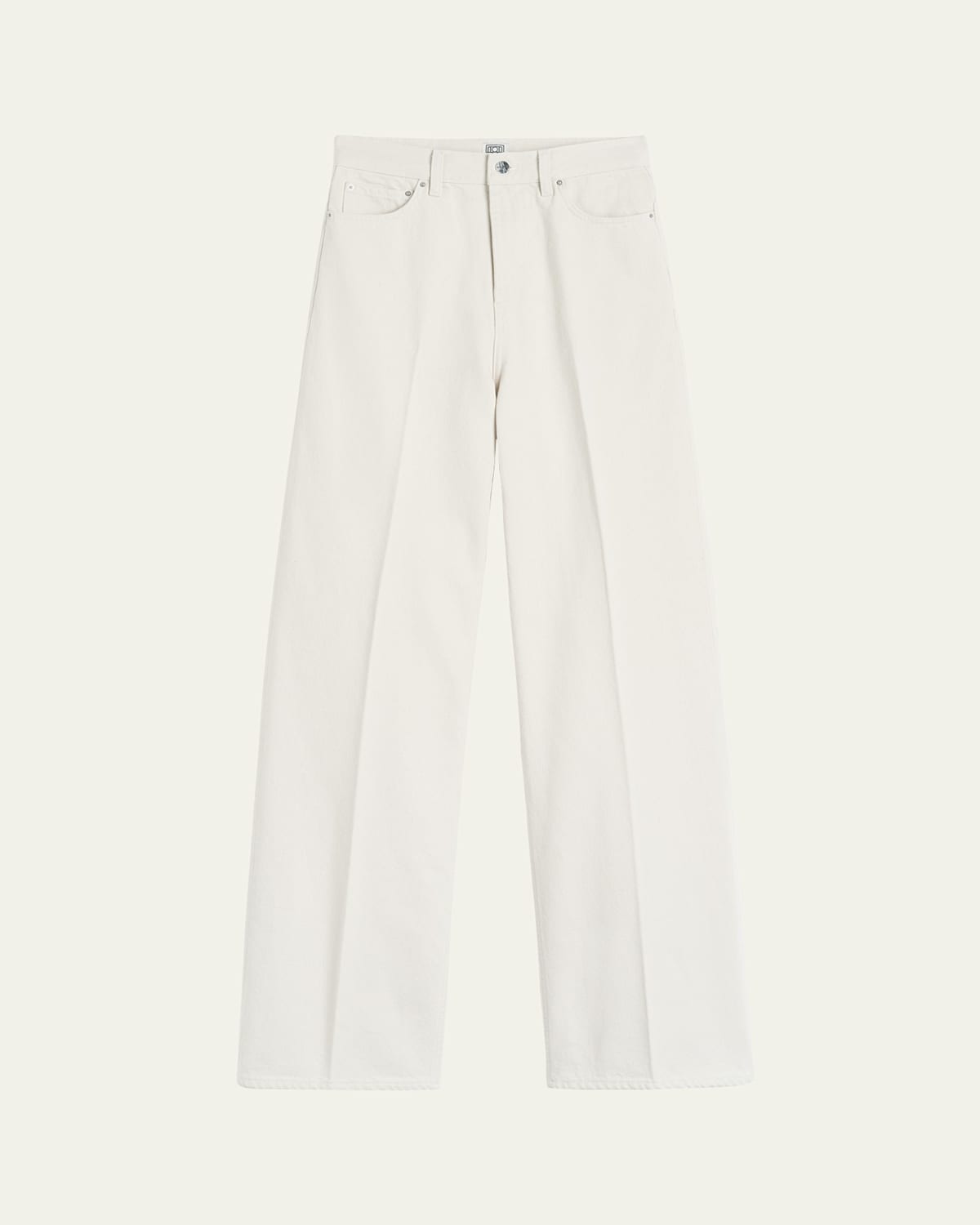 Totême High-rise Straight-leg Press-creased Denim Jeans In Sand