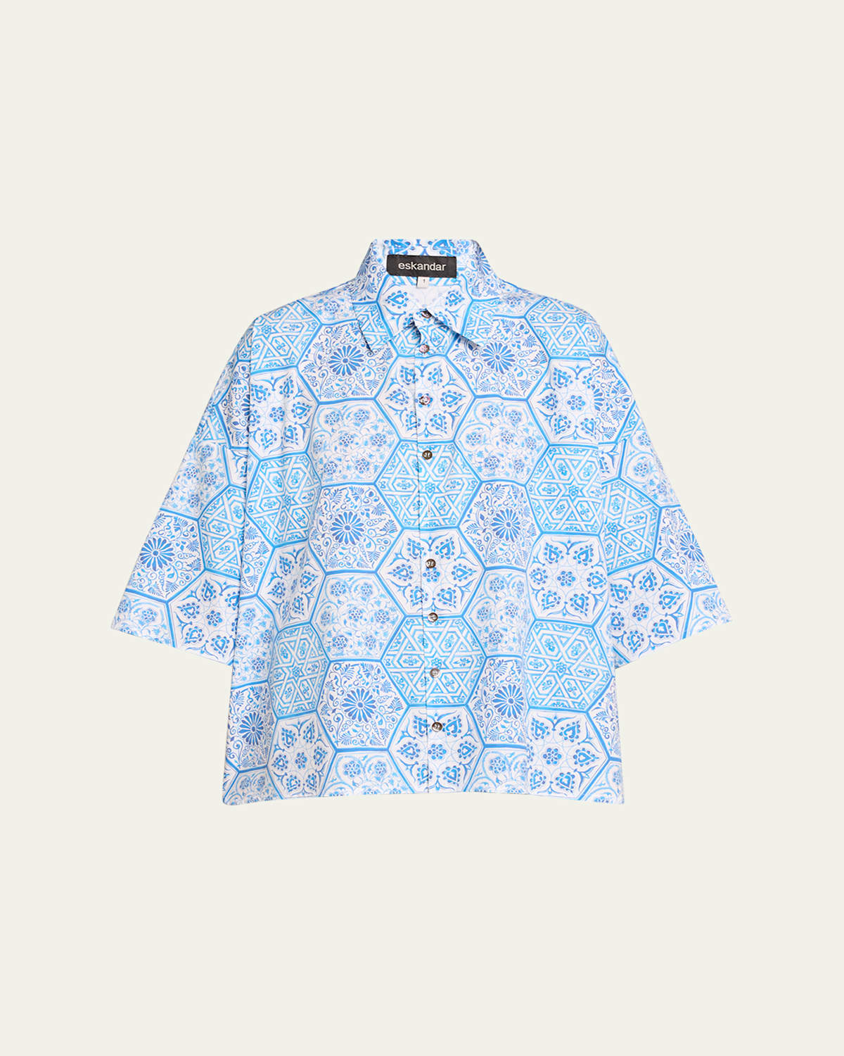 Sloped Shoulder Wide A-Line Printed Shirt