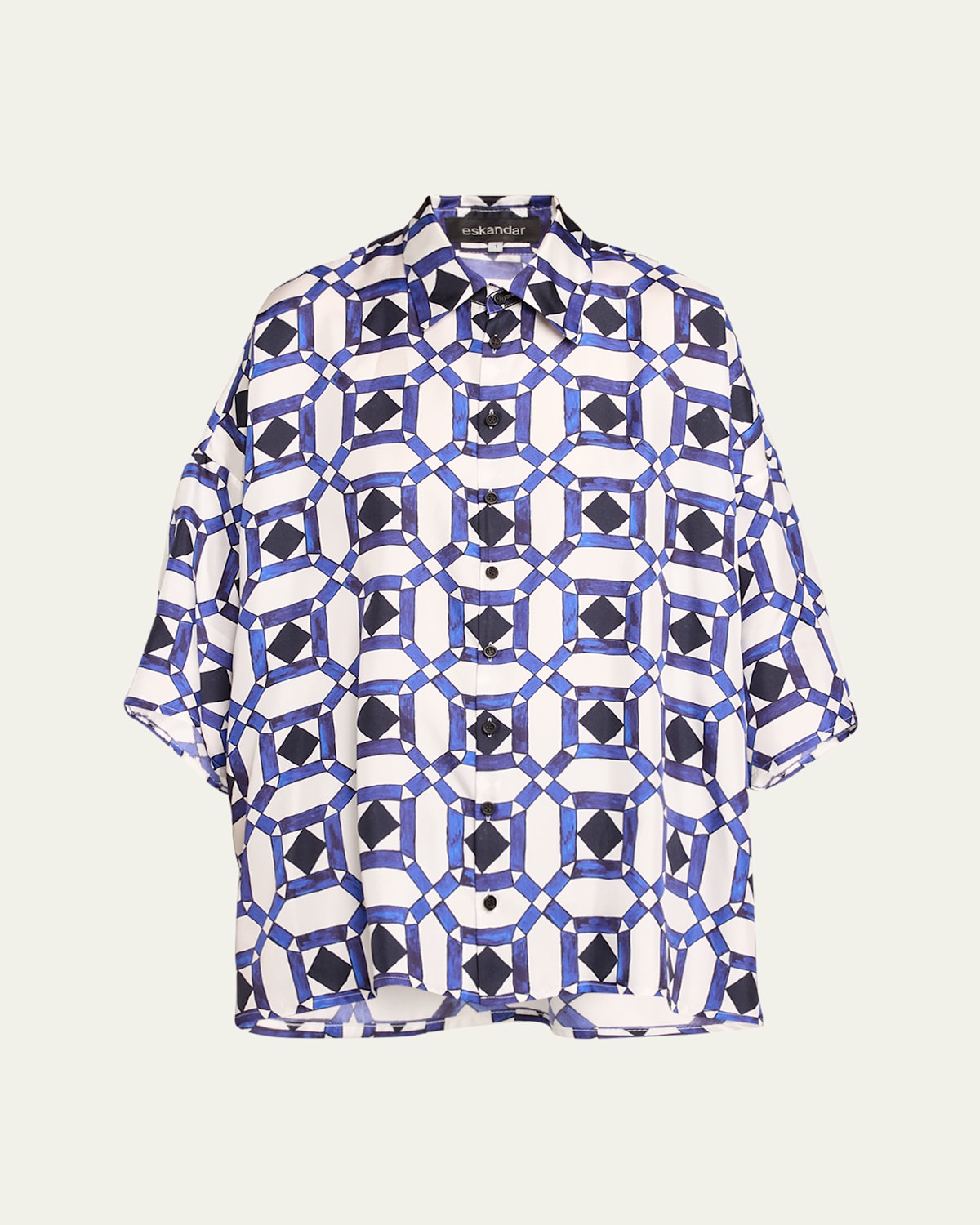 Sloped Shoulder Wide A-Line Printed Shirt