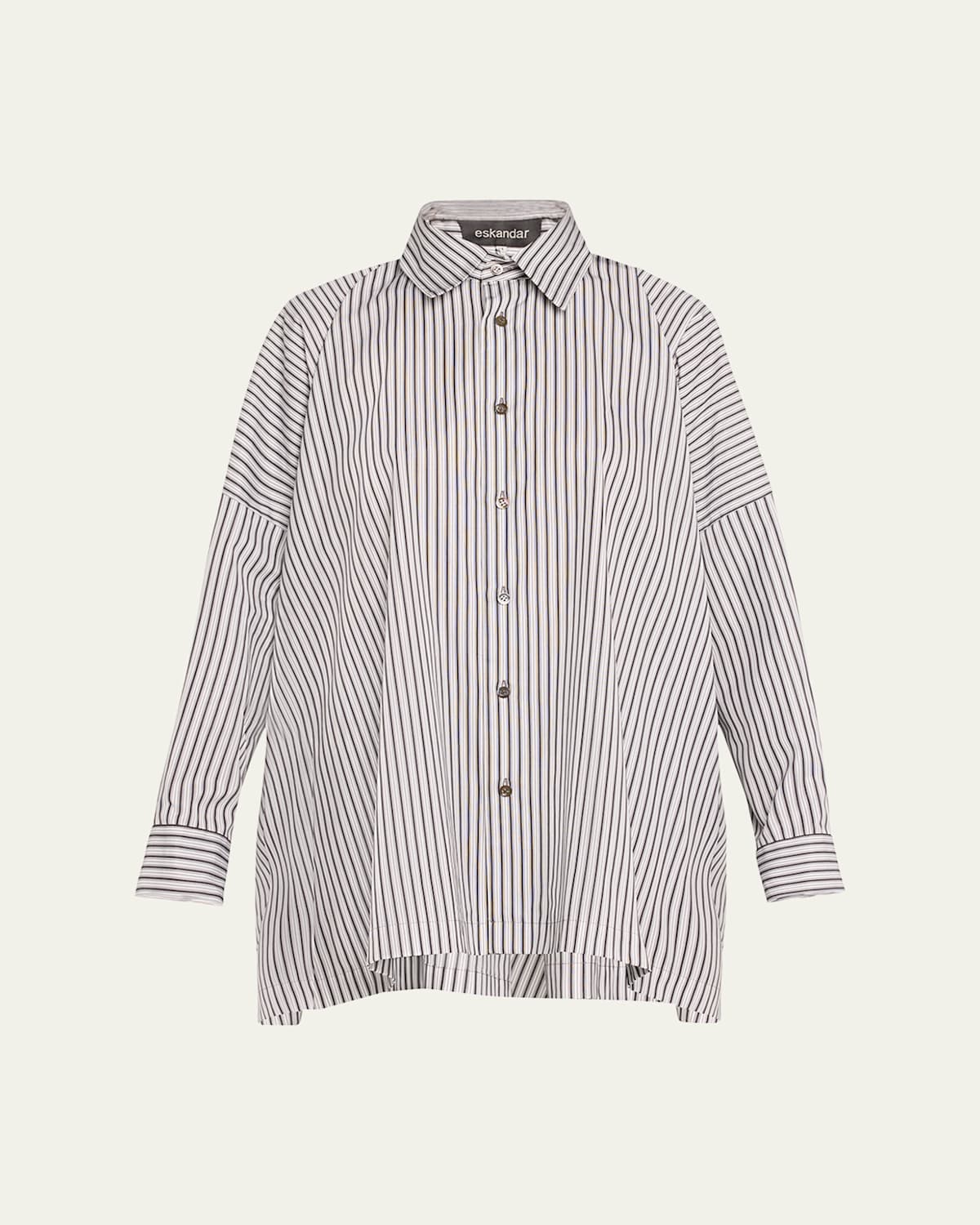 Wide Longer Back Shirt with Stripes