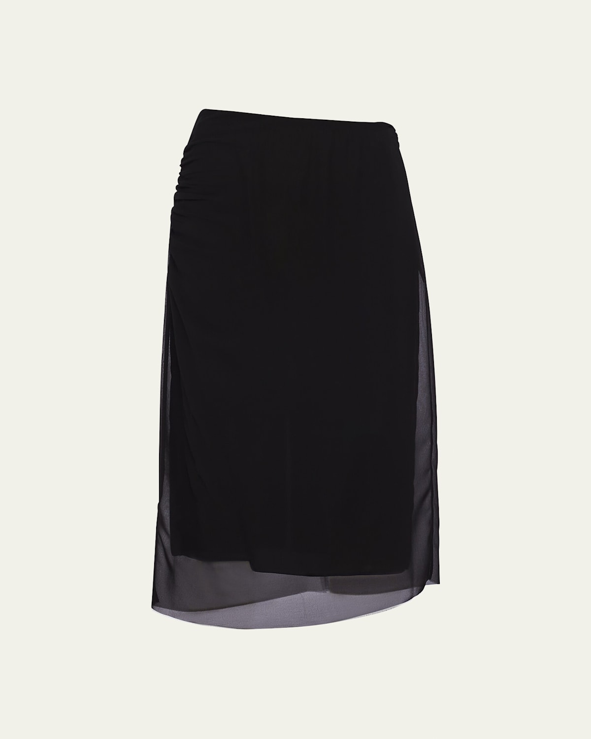 Prada Black Georgette Midi Skirt In Nero