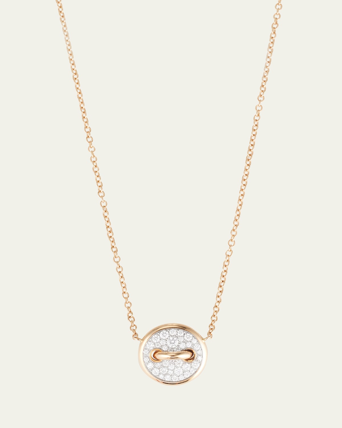 18K Rose Gold Dot Pave Diamond and Mother of Pearl Pendant Necklace