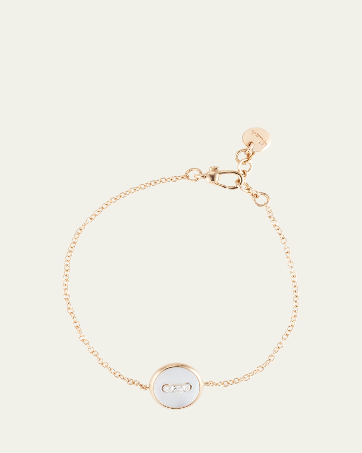 18K Rose Gold Pom Pom Dot Grey and White Mother of Pearl Bracelet