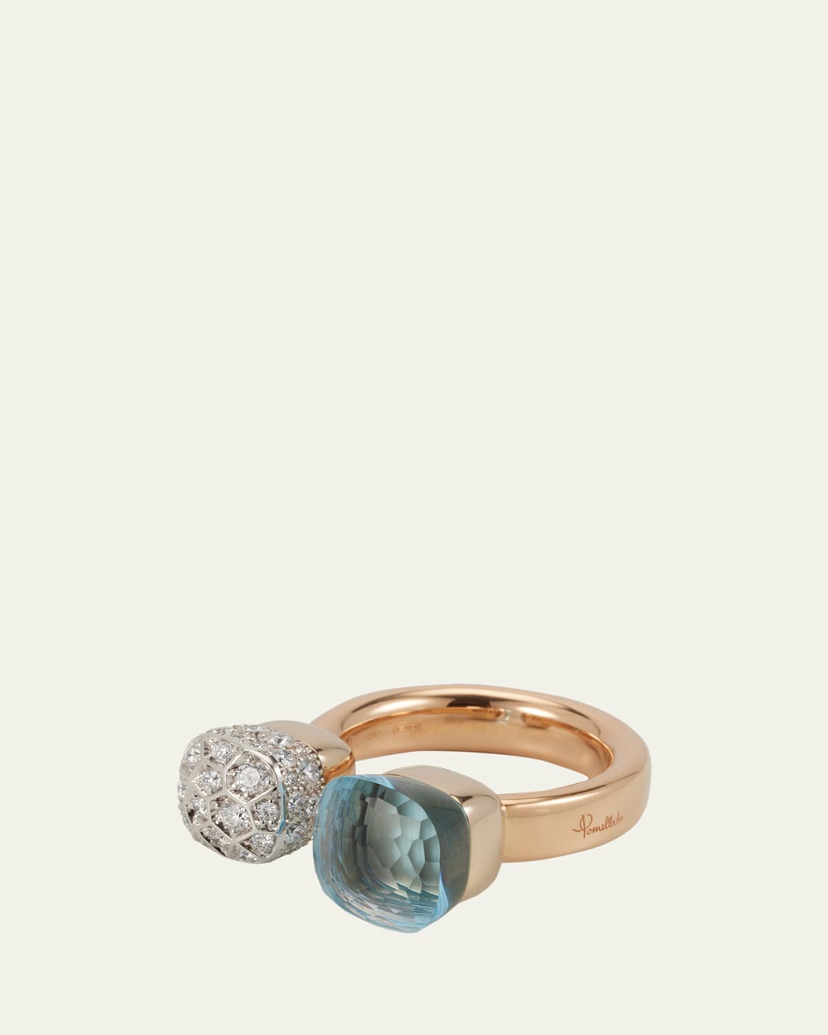 Nudo 18K Rose Gold Blue Topaz and Diamond Between-The-Finger Ring