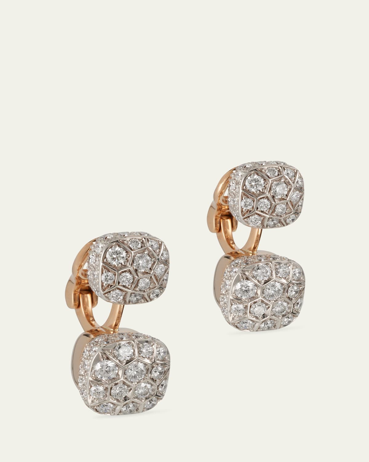 Nudo 18K Rose Gold Diamond Double Drop Earrings