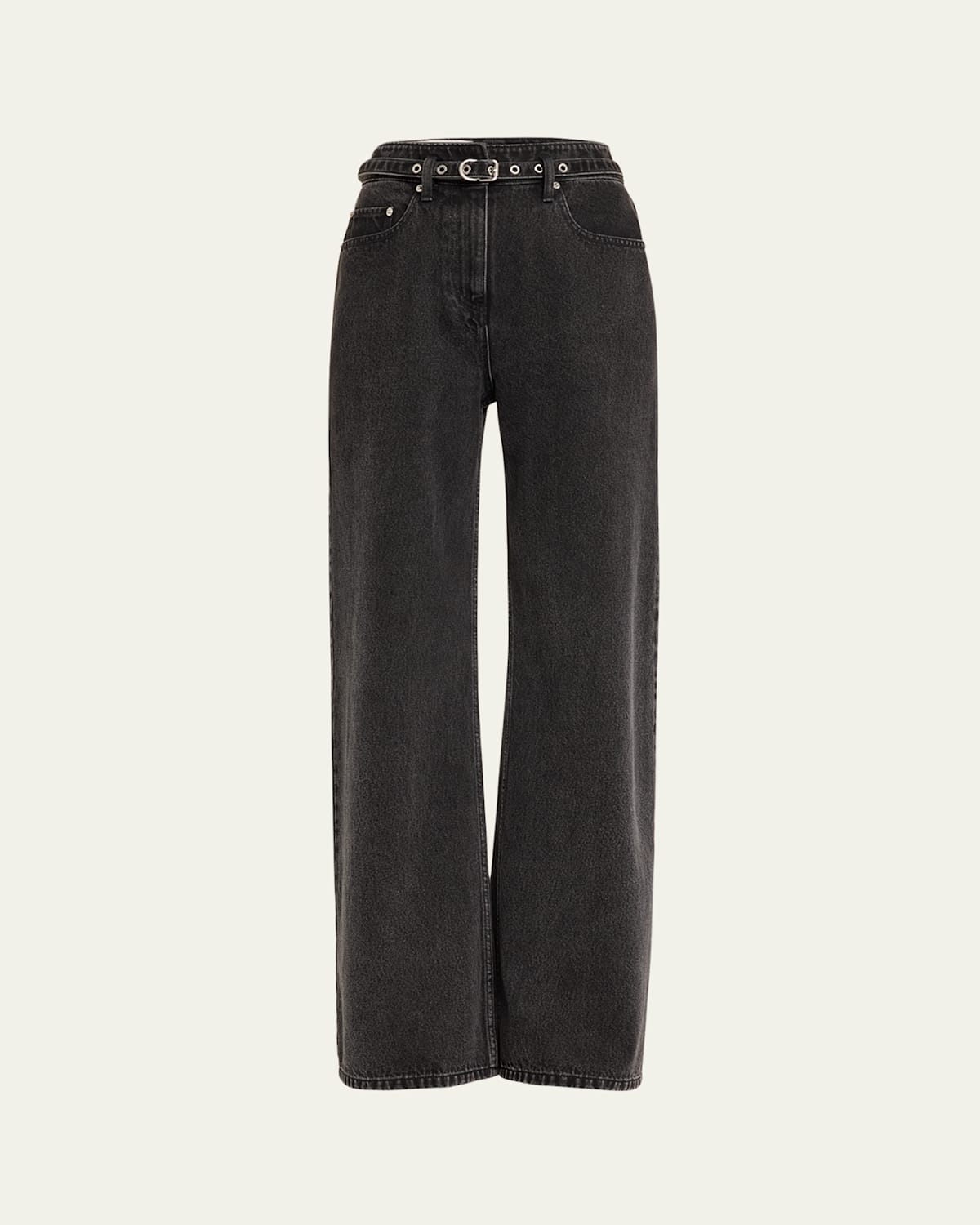 Shop 3.1 Phillip Lim Belted Wide-leg Jeans In Washed Black