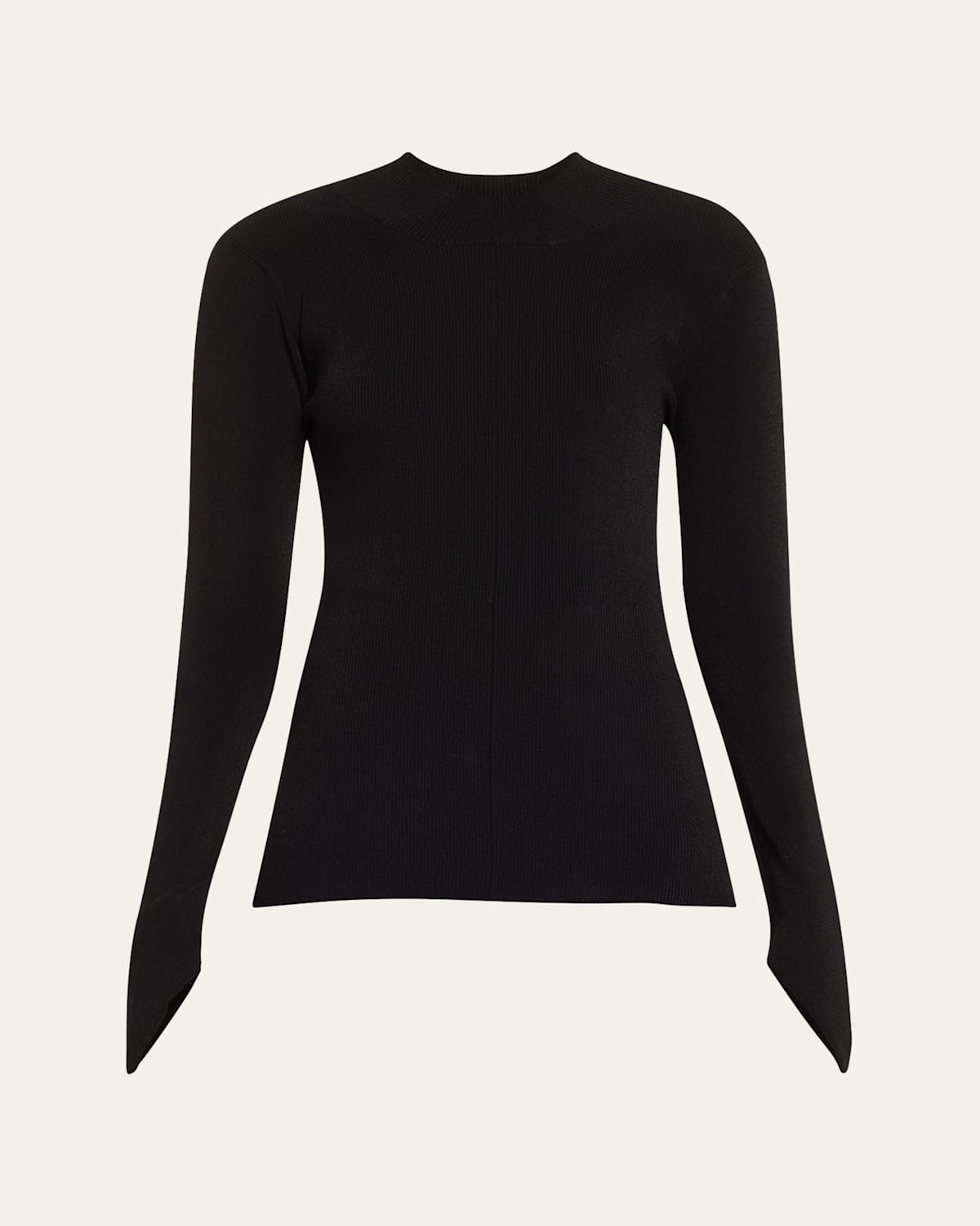 Angular-Sleeve Ribbed Top