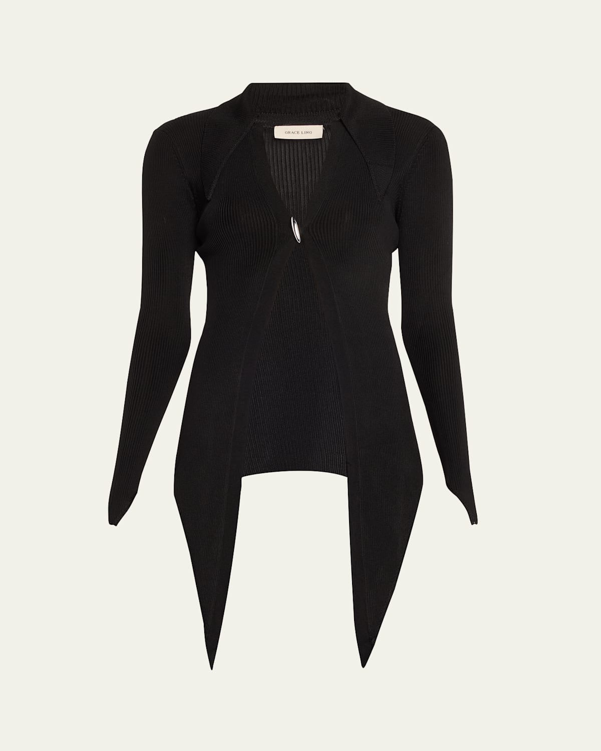 Angular Ribbed Knit Cardigan