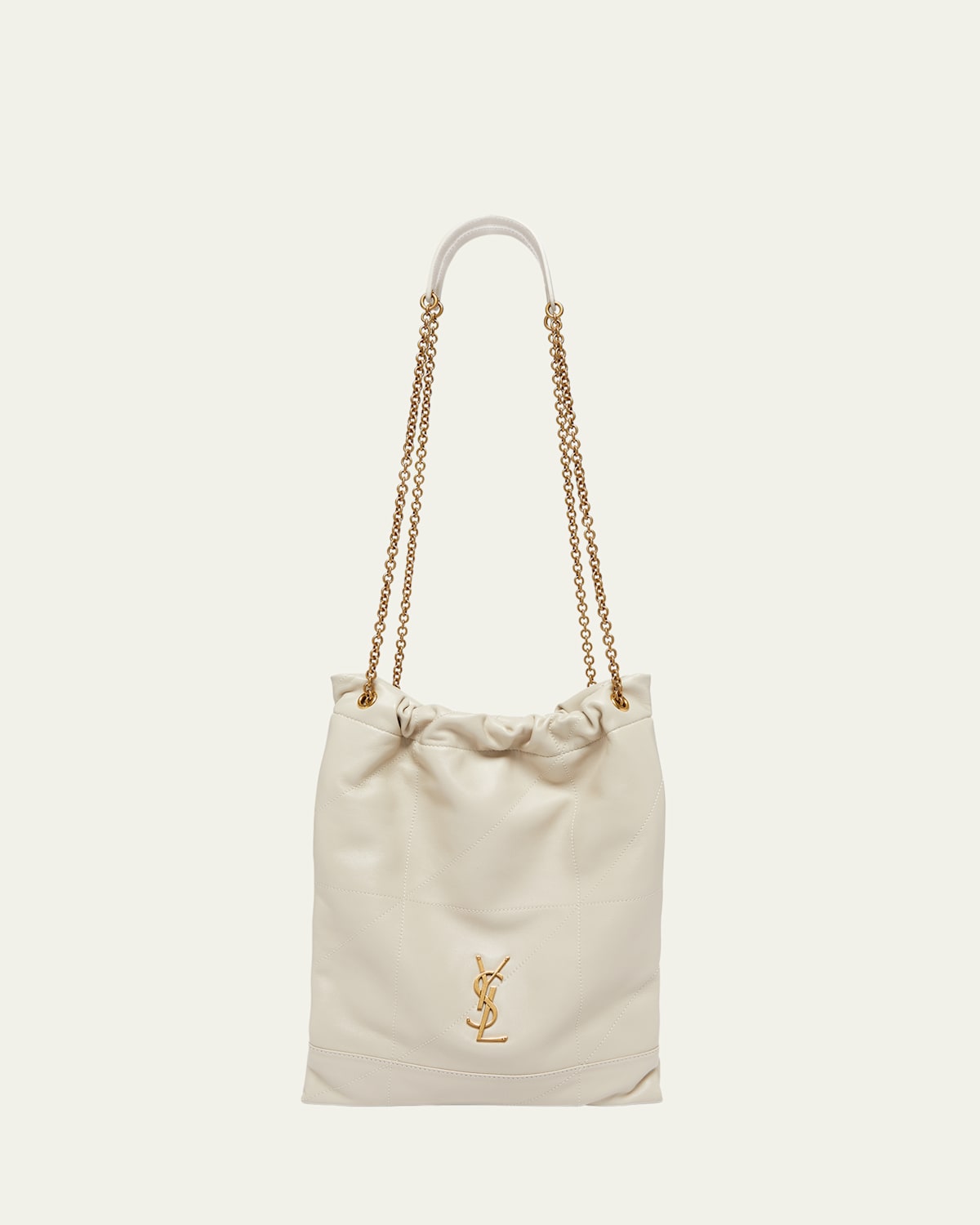 Saint Laurent Jamie 4.3 Pochon Ysl Shoulder Bag In Quilted Leather In Crema Soft