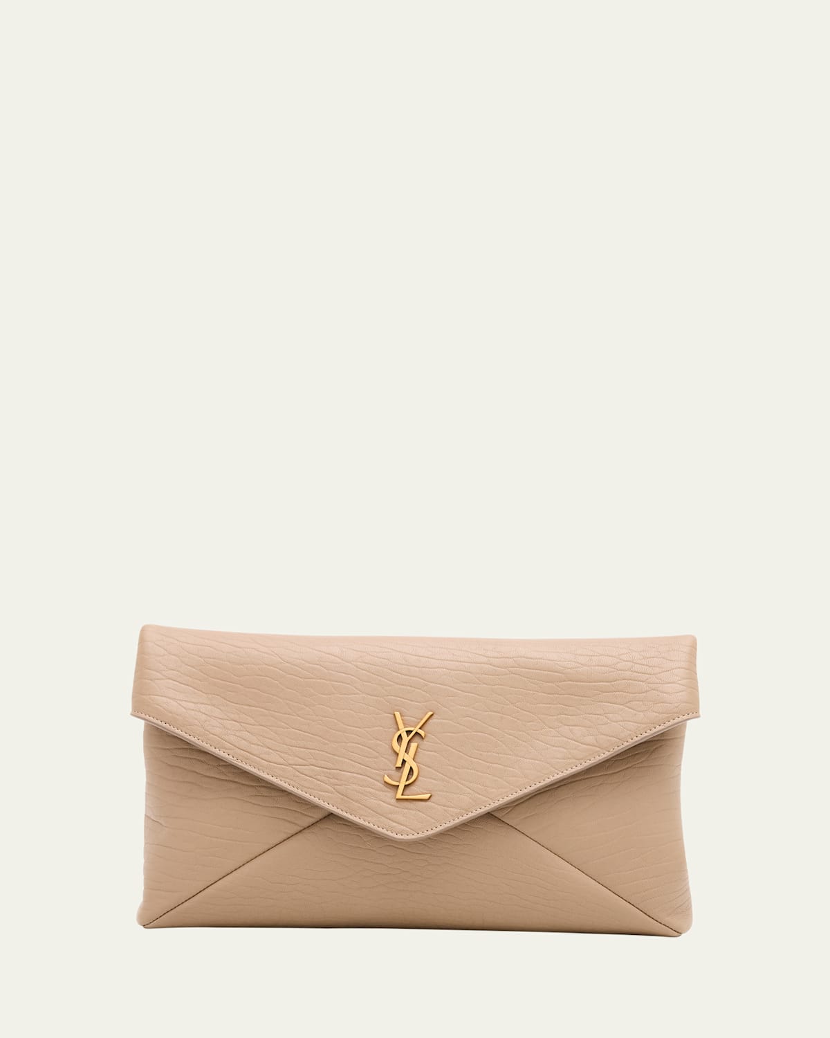 Large YSL Envelope Pouch Clutch Bag in Leather