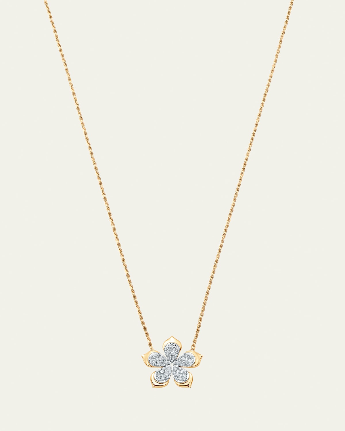18K Two-Tone Gold Lierre Pear Diamond Flower Station Necklace