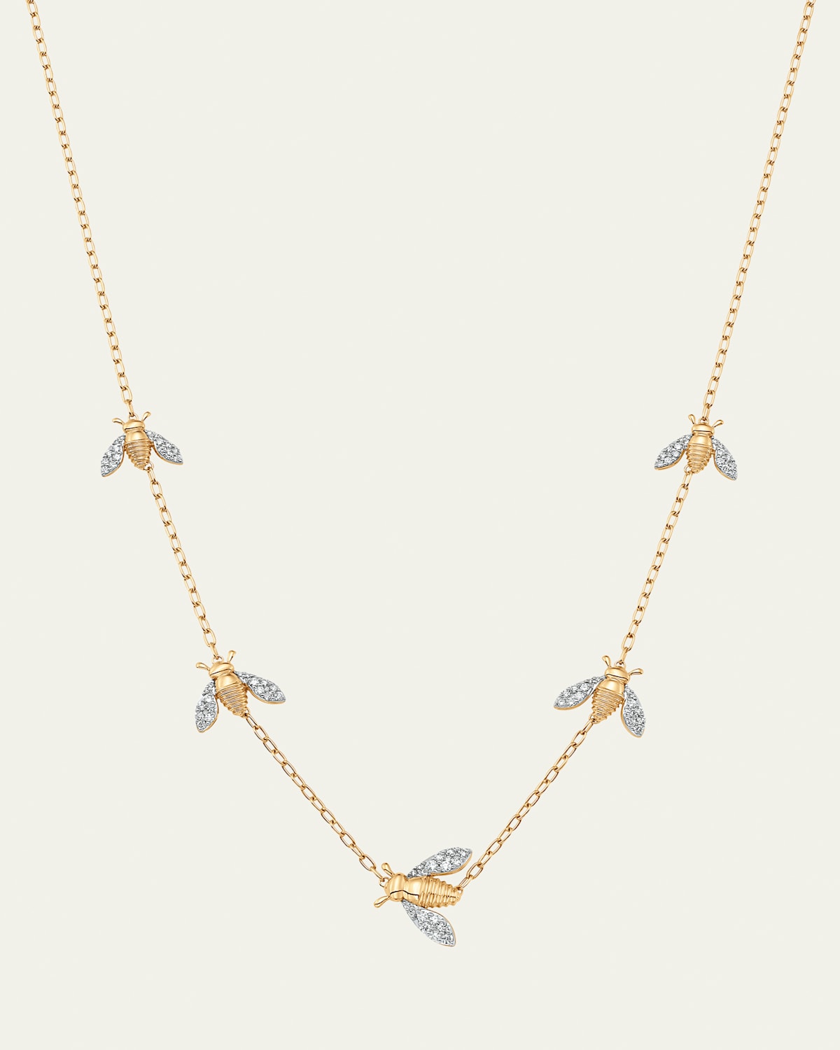 18K Two-Tone Gold Queen Bee Petite Diamond 5-Station Necklace