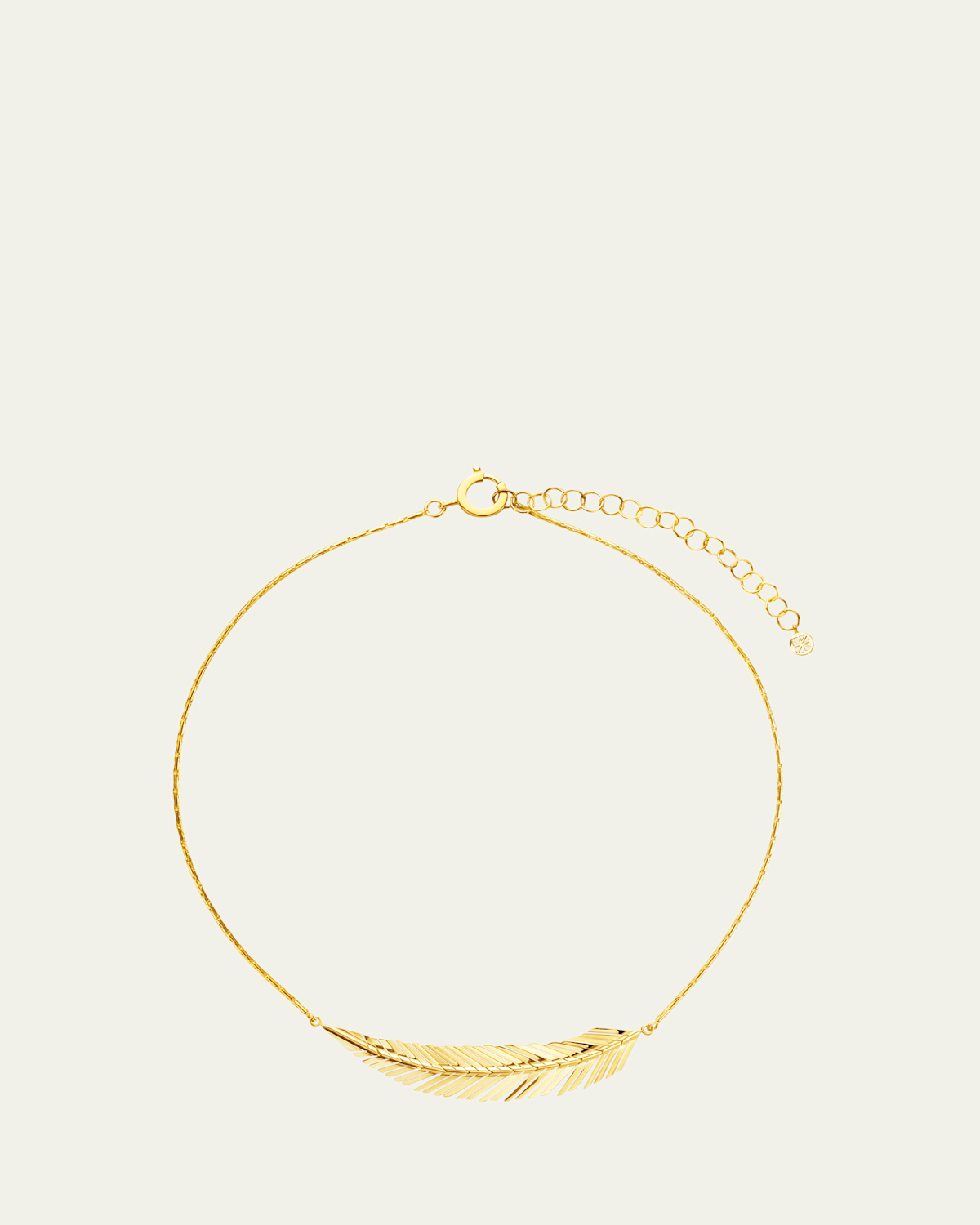 18K Yellow Gold Medium Feather Necklace