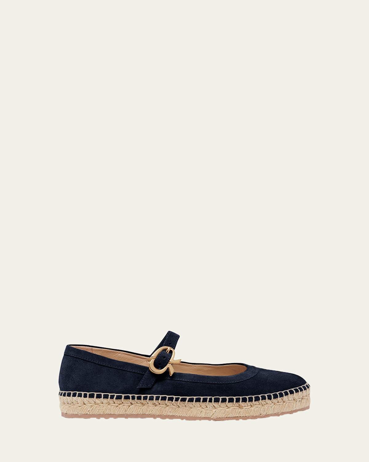 Gianvito Rossi Suede Mary Jane Ballerina Espadrilles In Denim