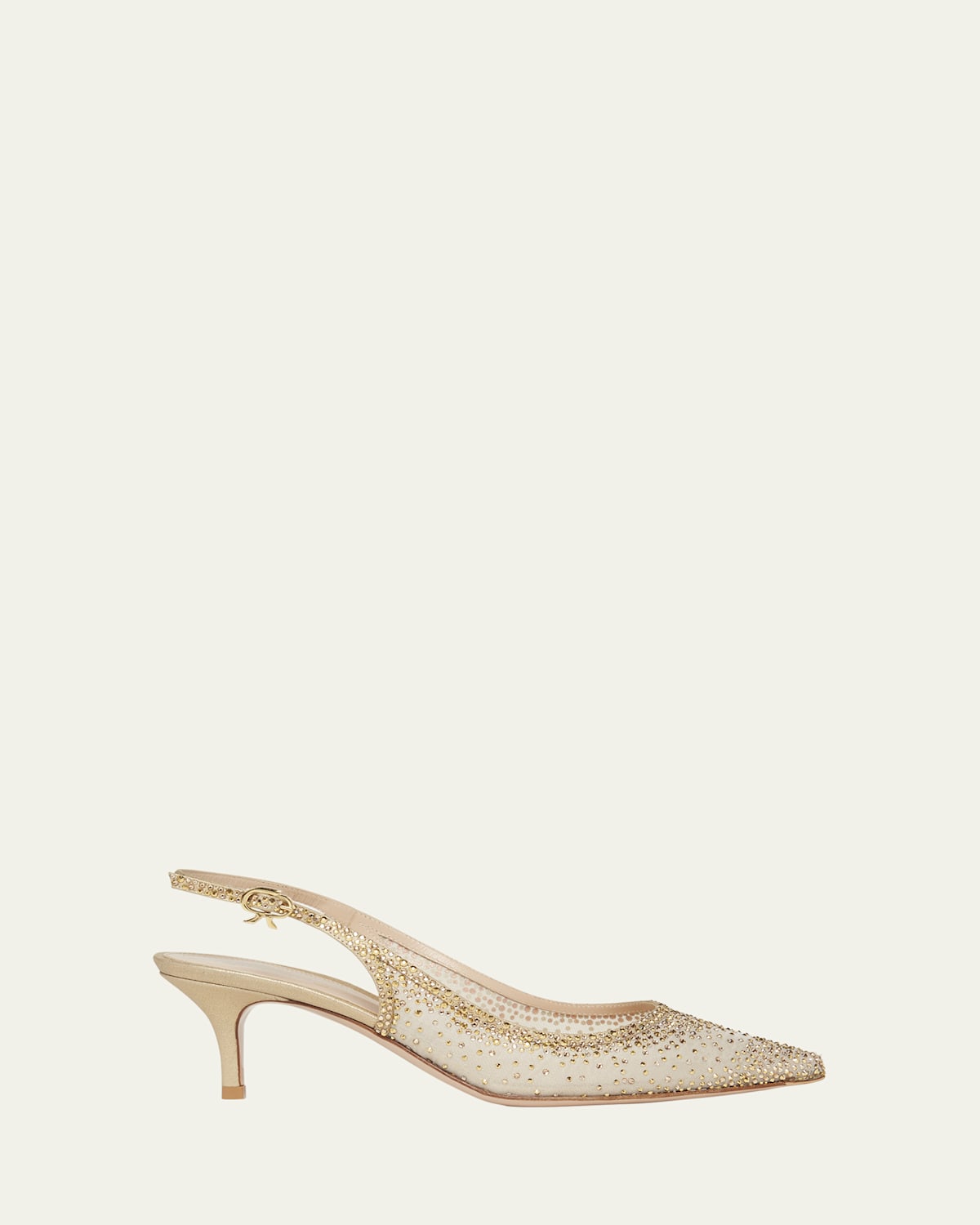 Gianvito Rossi Strass Organza Kitten-heel Slingback Pumps In Multi