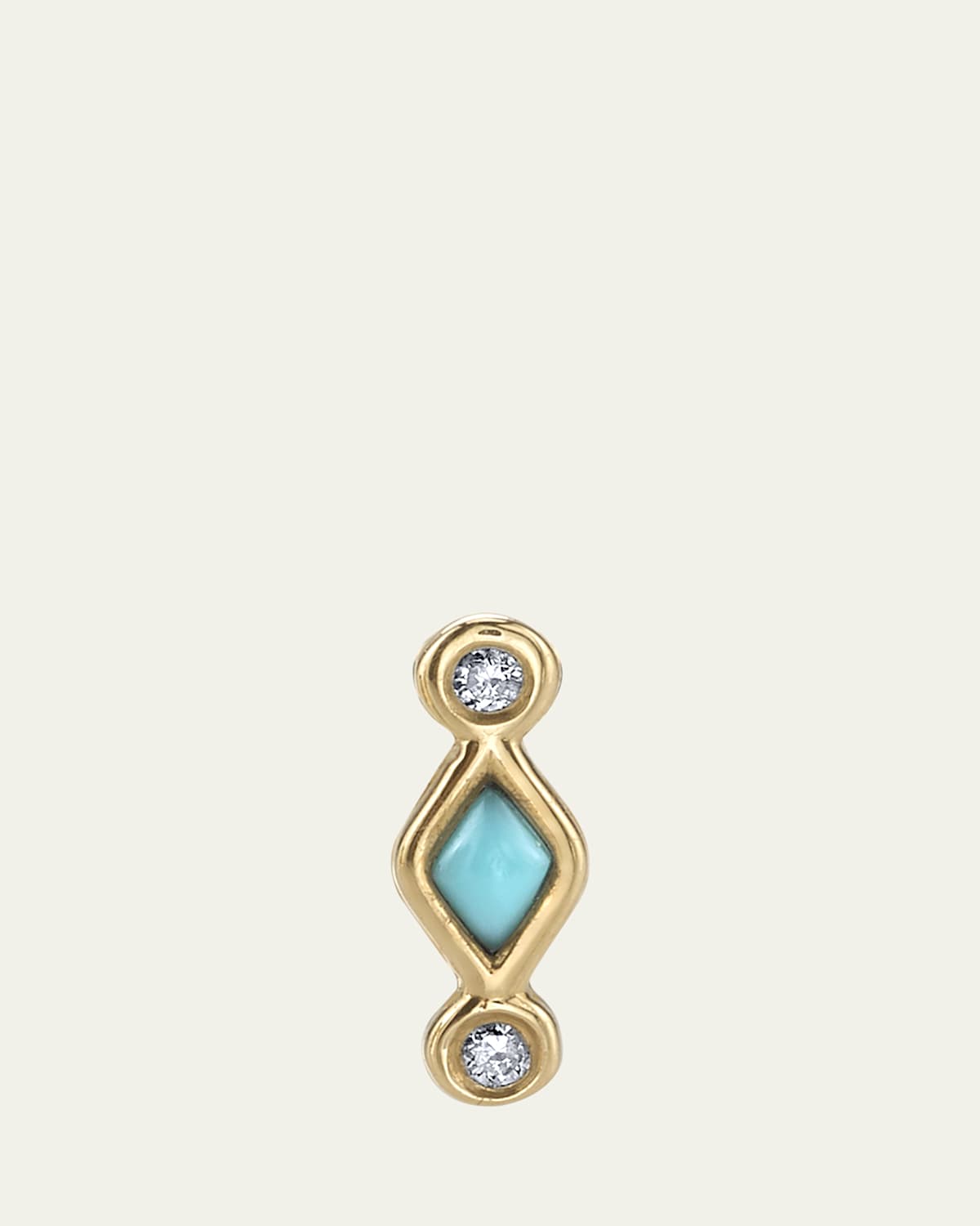 Turquoise and Diamond Bezel Stud Earrings