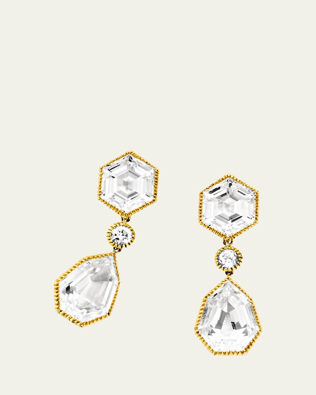 Byzantine 18K Gold White Topaz Pendant Earclips